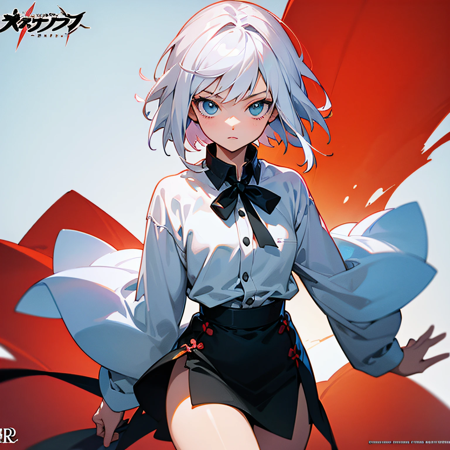 Anime girl in white shirt and black skirt, Girl with short white hair, female anime character, anime figure, Girl with white hair, detailed anime character art, anime visual of a cute girl, Anime character art, White-haired, white haired lady, Perfect white haired girl, best anime character design, white haired Cangcang, official character art, anime visual of a young woman --auto