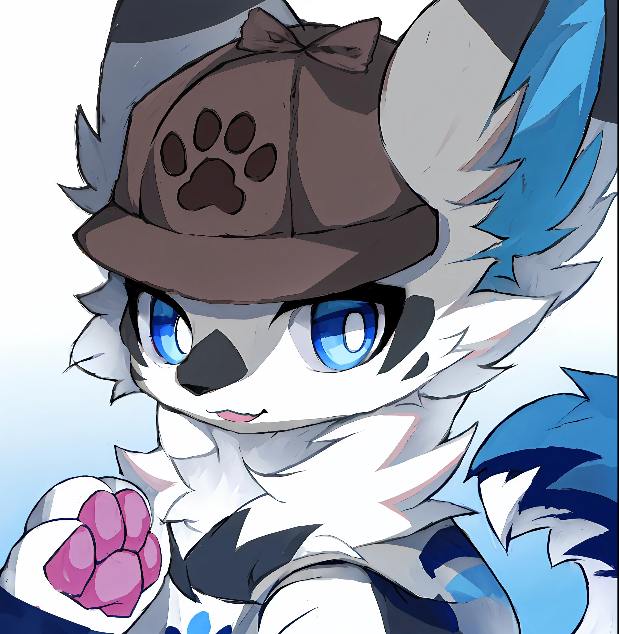 anime cat，There are hats and paw prints on the face, fursona!!!!, fursona art, female fursona, furry fursona, fursona commission, wolf fursona, fursona furry art commission, commission on furaffinity, Furry art!!!, fursona, furaffinity fursona, professional furry drawing, Furry character, hyena fursona