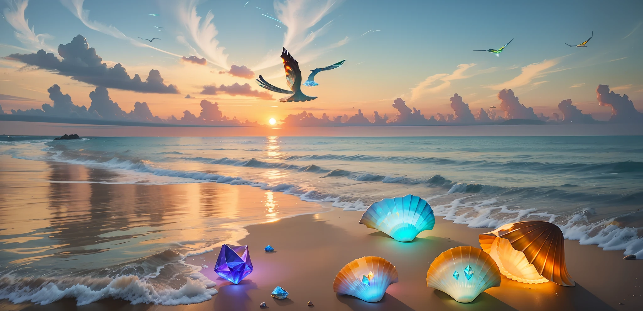 Add the glowing shells,Crystal-like shells