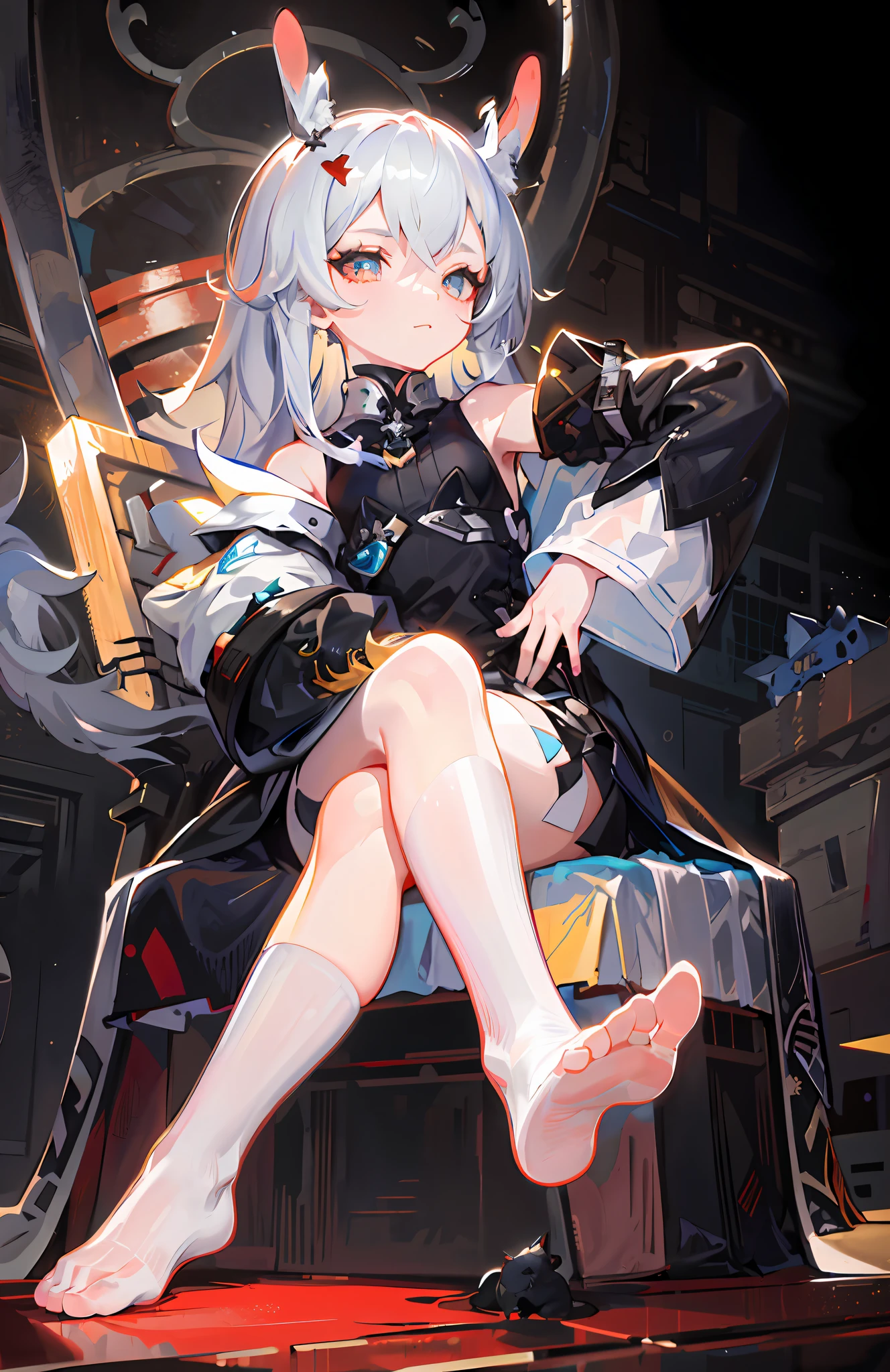 anime - style image of a woman in a white dress and black cat ears, WLOP and Sakimichan, trending on cgstation, 《azur lane》role, Guweiz on ArtStation Pixiv, azur lane style, Guweiz in Pixiv ArtStation, From Arknights, wlop and krenz cushart，blue hairs