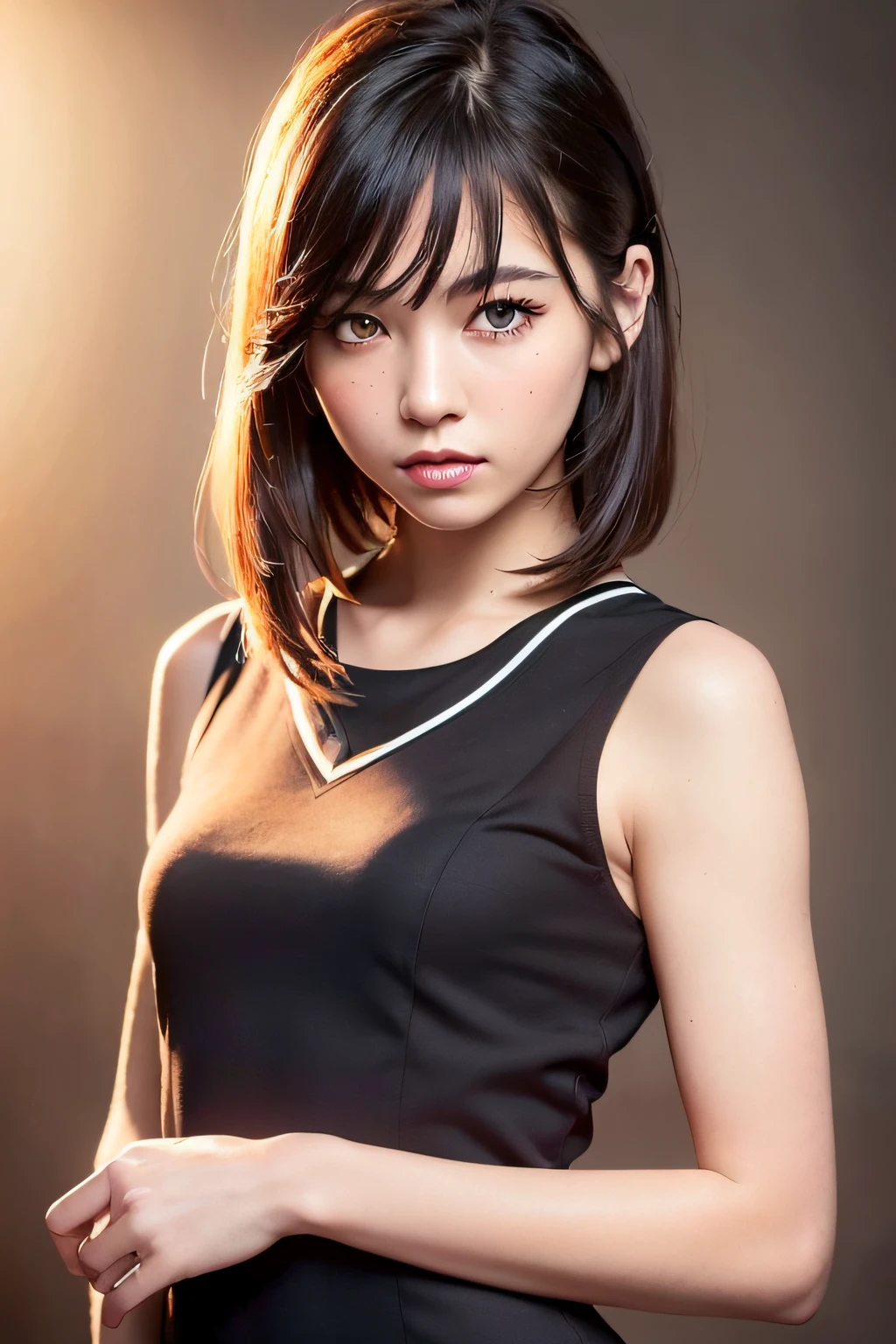 1girl,beautiful vintage color, instagram (photorealistic, high resolution:1.4), ((puffy eyes)), looking at viewer, , full body (8k, RAW photo, best quality, masterpiece:1.2), (realistic, photo-realistic:1.37),(sharp focus:1.2), professional lighting, photon mapping, radiosity, physically-based rendering, (pale skin:1.2),(small breasts:1.2), looking at viewer, (middle hair:1.5), portrait, purple eyes, (sliver hair:1.1),bangs, (simple background:1.4), solo, upper body, realistic,(masterpiece:1.4),(best quality:1.4),(shiny skin),fashi-girl,makeup,smile(skinny,closed mouth,shy :1.3) ,(standing,black Stewardess uniform,Necromancer:1.1),medium bust,sexy pose ,