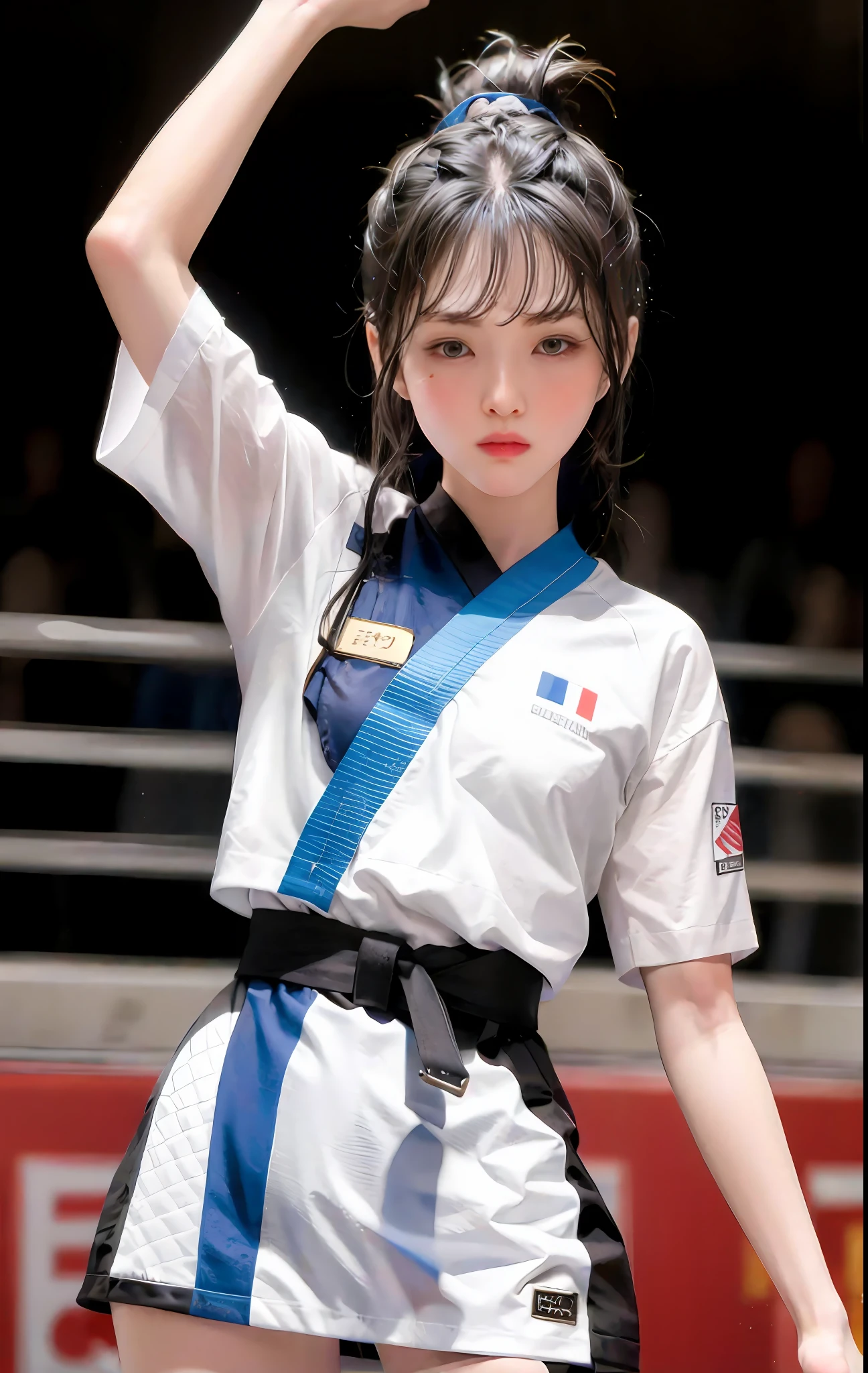 Kickboxer Girl,full bodyesbian,combats,High kick,dampness,Barefoot