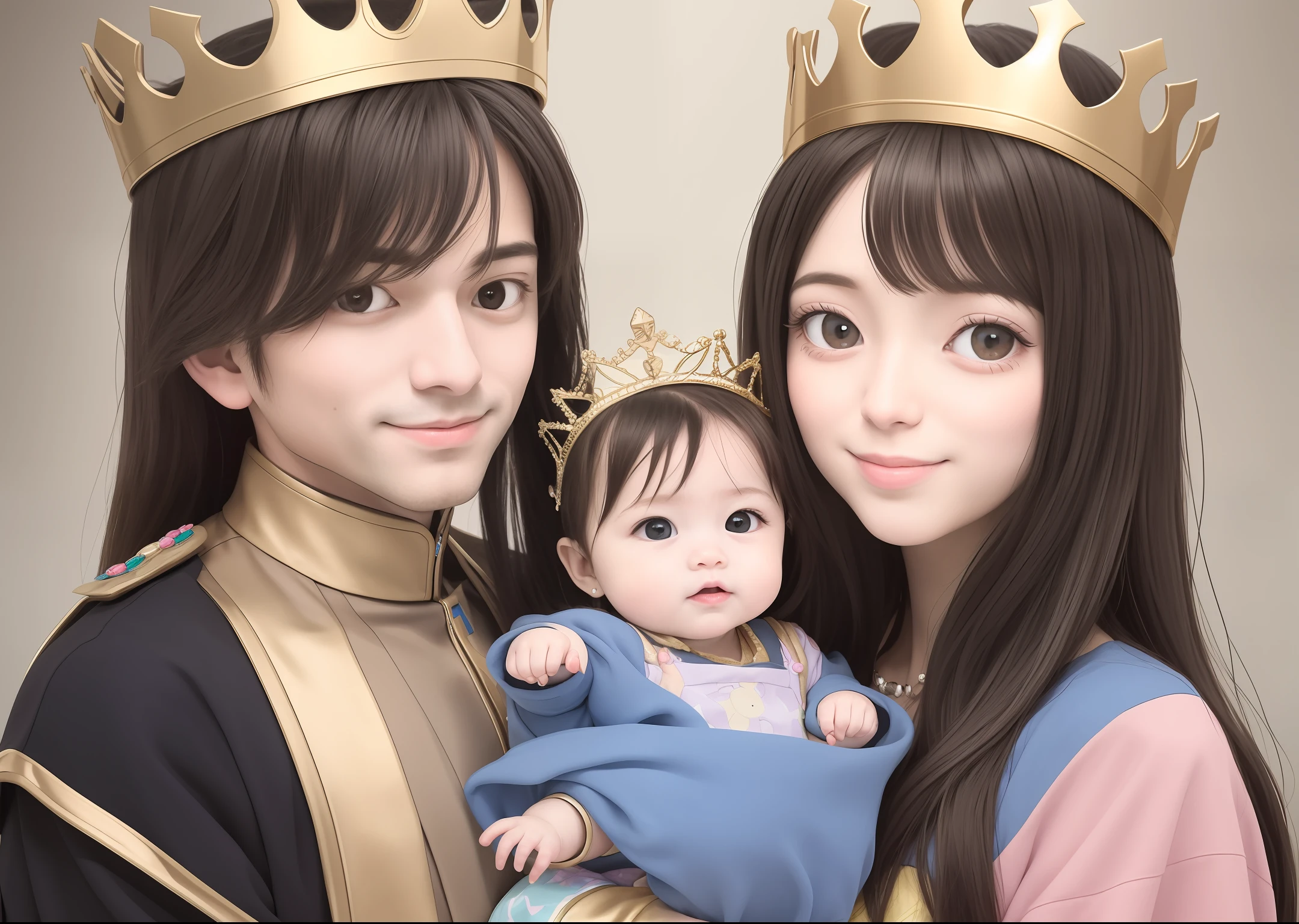 King and queen holding a cute baby girl
