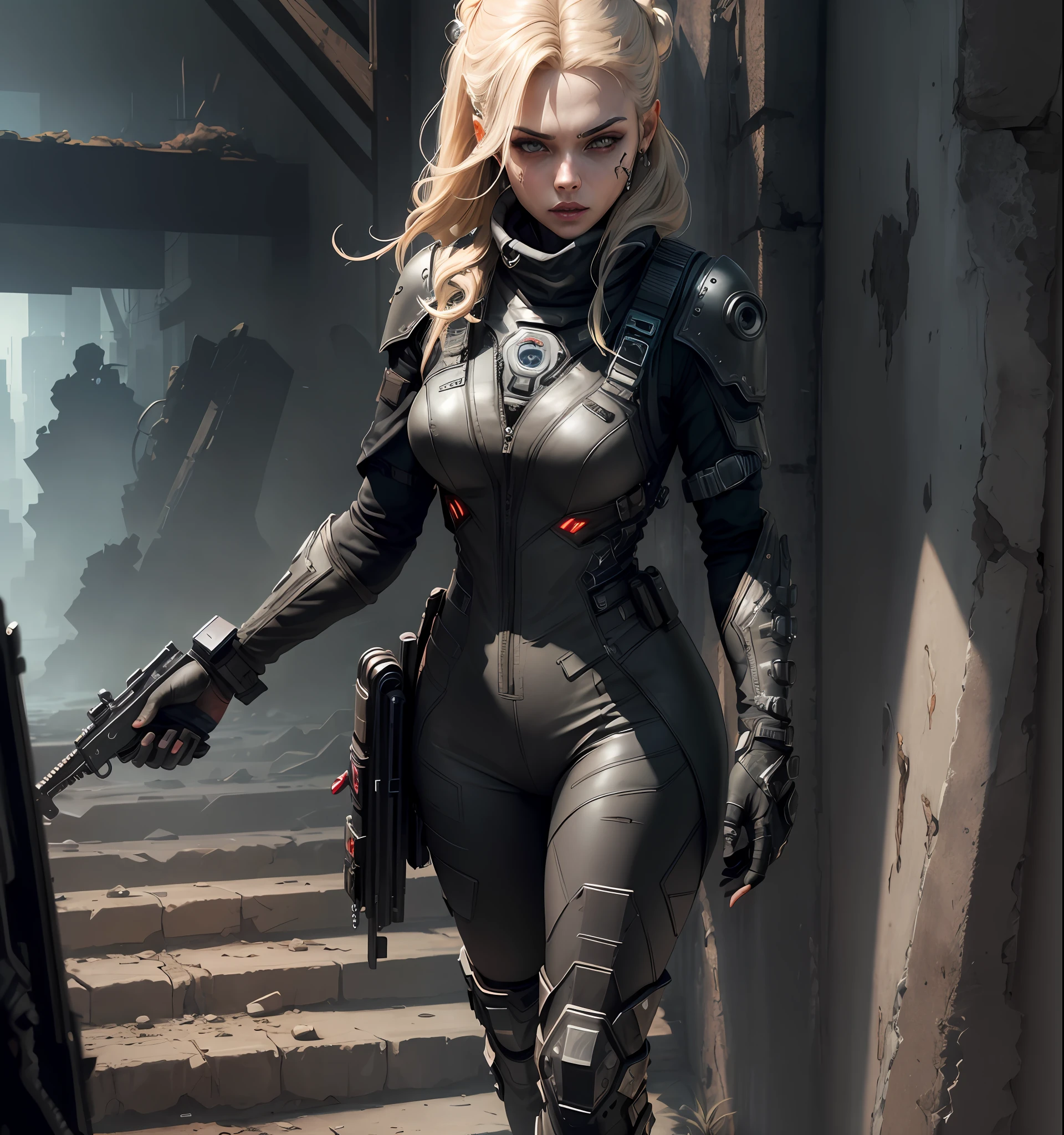 Cyberpunk action zombie girl space