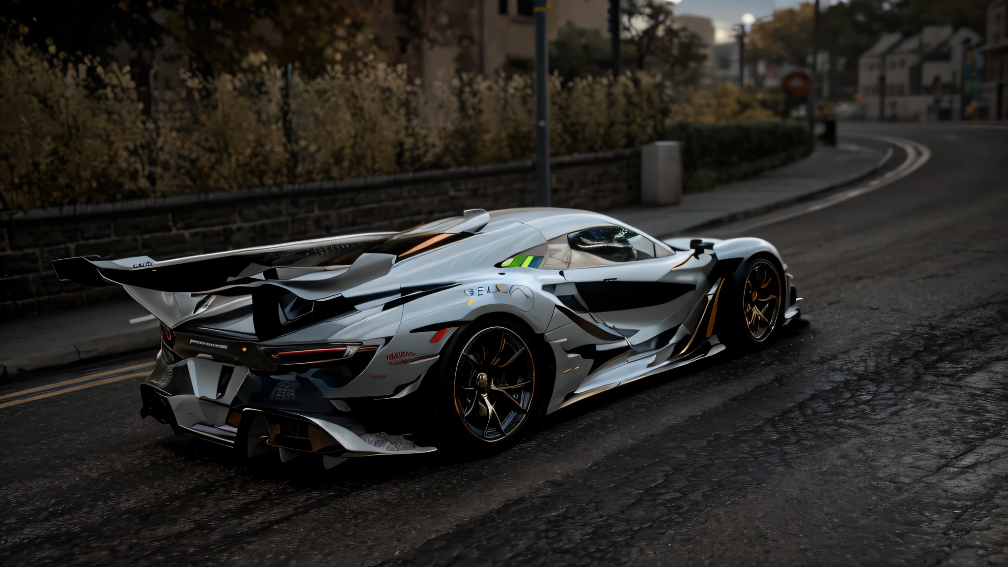 Close-up of a silver sports car on a city street, zaha hadid octane highly render, extreme render, 8 k octane comprehensive render, 8 k octane detailed render, 16k render, daniel maidman octane rendering, High octane rendering, rendered in rtx, 4 k render, 4k rendering, 8k octane 3d render, high detail 4k render