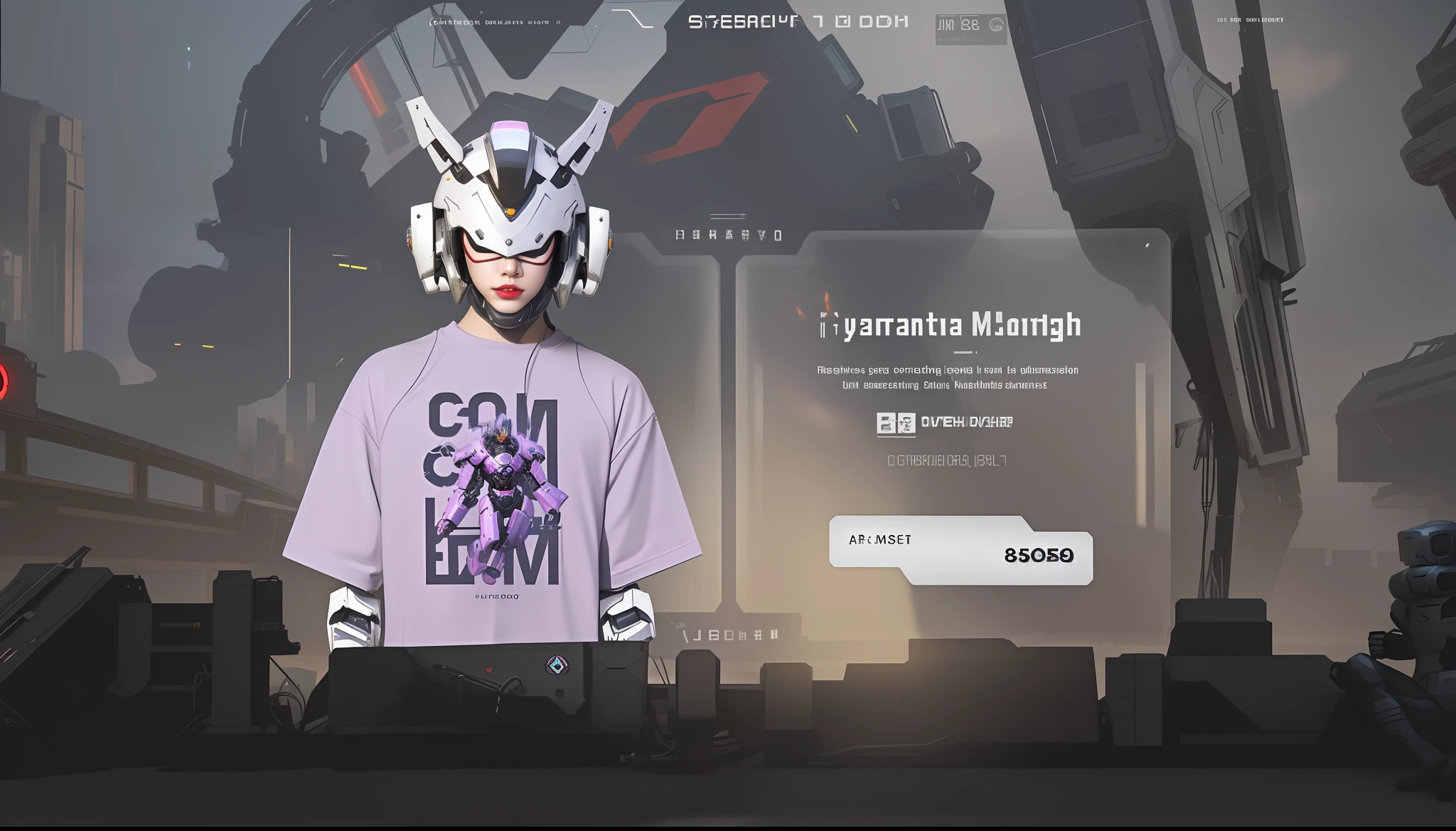 arafed image of a t - shirt with a robot on it, ethereal and mecha theme, overwatch design, combat mech clothes, cybertech wear, overdetailed, overwatch inspired, muted cyberpunk style, mecha inspired, cyberpunk streetwear, abduzeedo, clothing concept, futuristic clothing and helmet, overdetalized, wearing cyberpunk streetwear, cool mecha style