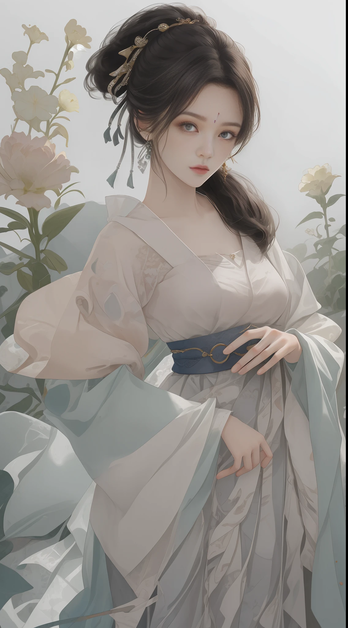 tmasterpiece,top Quority,best qualtiy,extremy detailed,highest details,offcial art,Beauty and aesthetics:1.2),rich colourful,Upper body photo,beauitful face,独奏,Perfect body,(Fly over the clouds in the sky:1.6),faeries,Flowing streamers,Holding the lute,suns rays,Yunxia,Hanfu,Chinese clothes,white dresses,Eau,glowworm,the night,starrysky,jewely,light particules,Volumetriclighting,Ray traching(Flowing streamers:1.1),(Fantasy novels:1.2),Illuminator,As estrelas,fanciful,hight contrast,Ink strokes,over exposure,Impression of purple and red tones,abstracted,((Watercolor by John Berkey and Jeremy Man))Brush strokes,