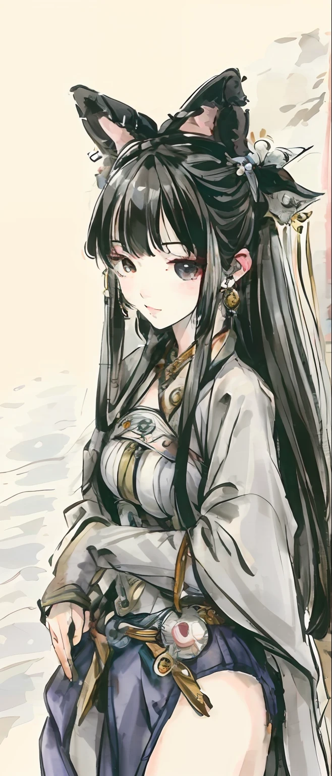black hair, hair bobbles, wince, longeyelashes, solid circle eyes, fake animal ears, light smile, ear blush, fang, sidelocks, full blush, heart in eye, Surrealism, drop shadow, anaglyph, stereogram, tachi-e, pov, atmospheric perspective, Surrealism, god rays, border, rotational symmetry, 8k, super detail, ccurate, best quality
