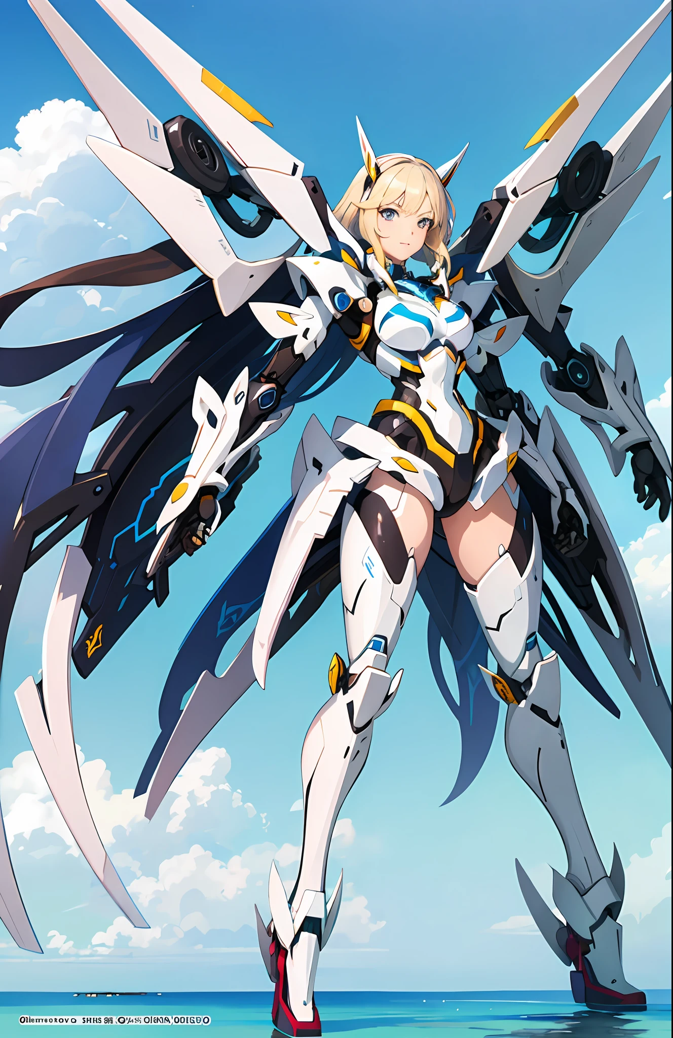 Anime shoujo，white color mecha，