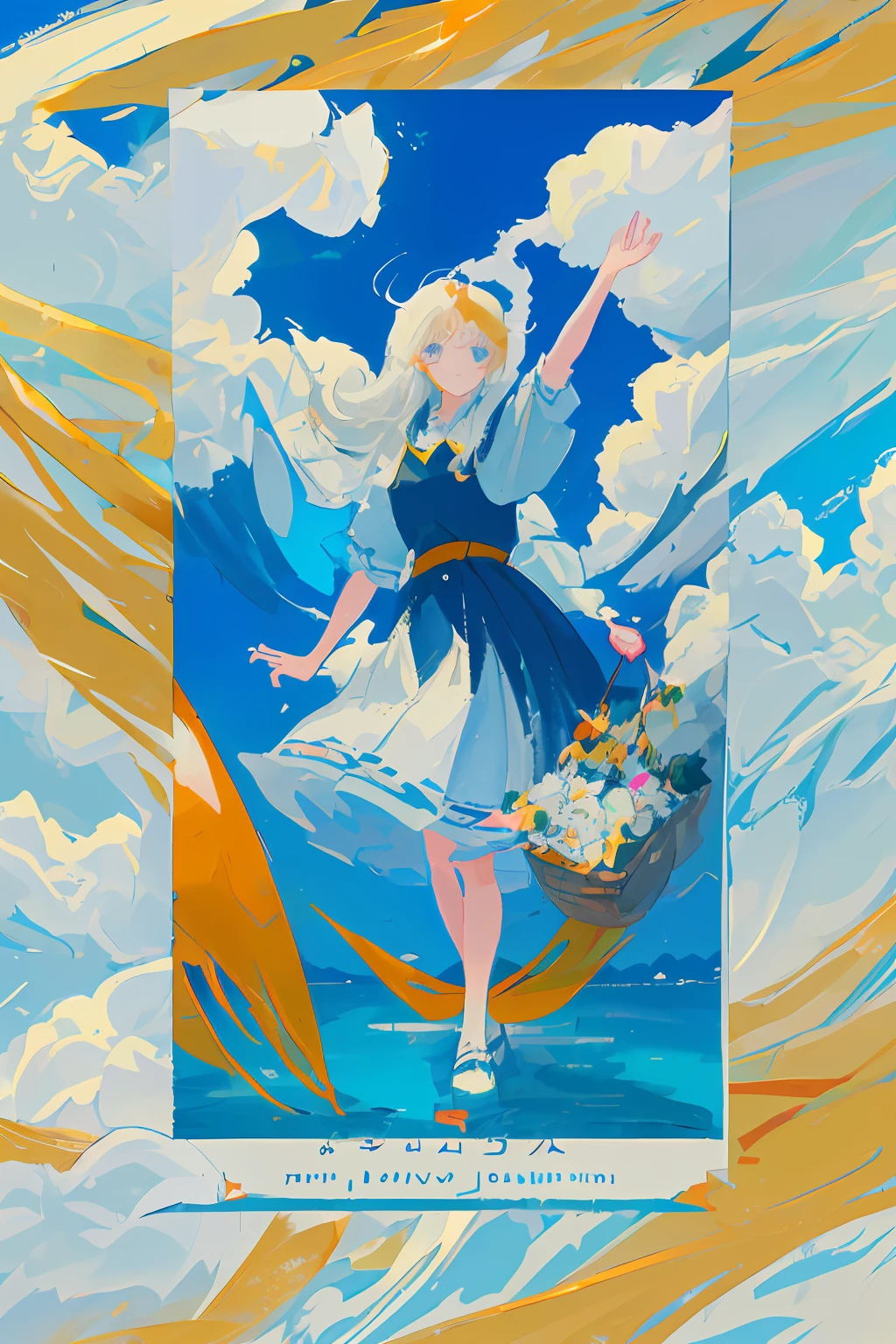 Skysky,Cloud Girl,afloat,Hand drawn poster
