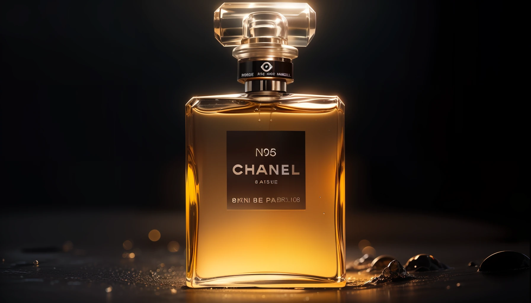 N°5 Chanel Paris Eau de Parfum, best qualtiy,超高分辨率,(realisticlying:1.4),ultra - detailed,incredibily detailed,Perfume product images, Urban futuristic environmental theme, The moment the perfume falls on the water, Water splashes everywhere, A high resolution (8K), Provides an ultra-realistic look, lighting: Use HDR lighting to create a sense of vividness --auto