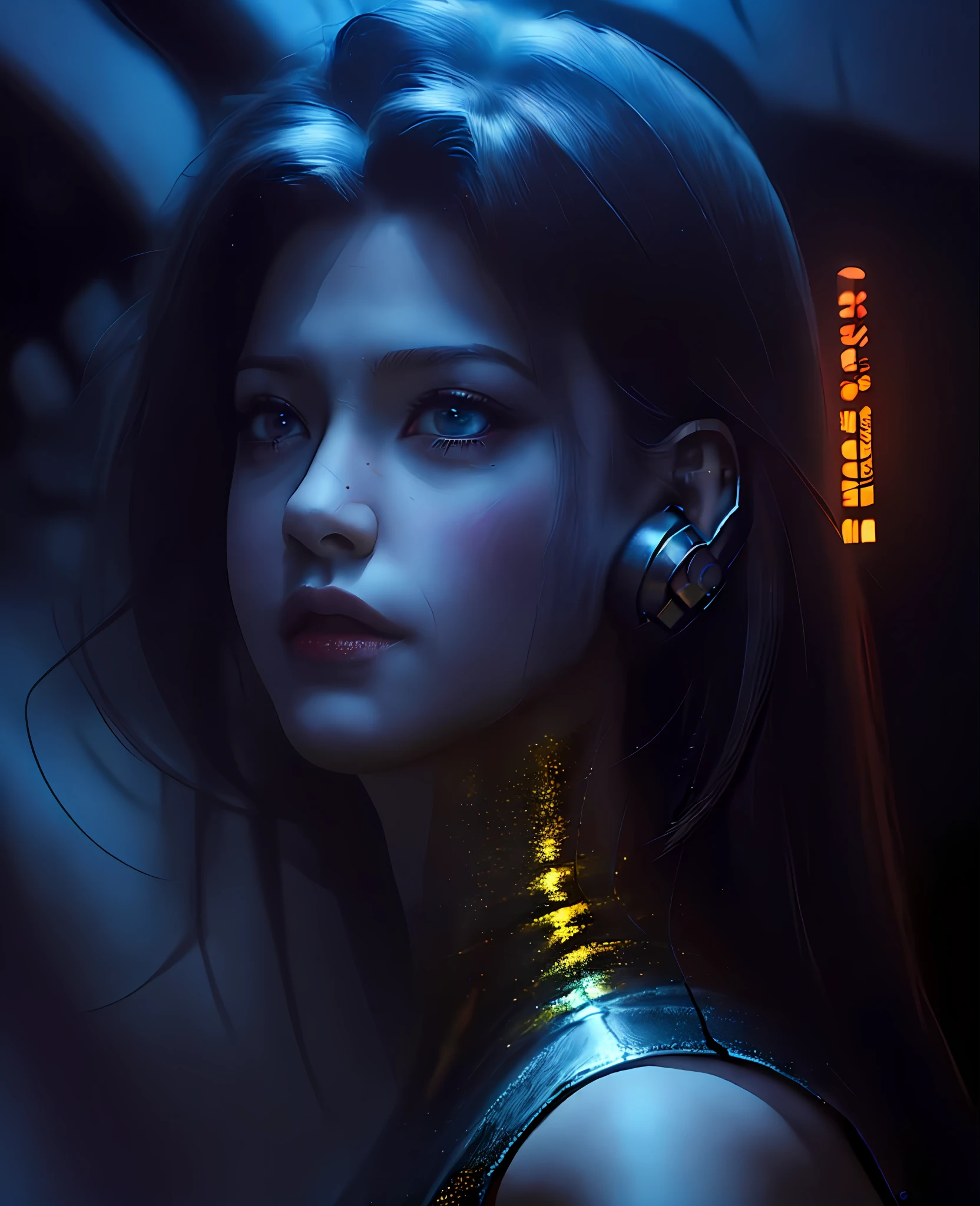 (masterpiece+high resolution+ultra-detailed), in the style of futuristic, cyber punk perssonage, battlefiled, Super Saiyan Blue, It presents a strong atmosphere, High degree,The scene is dark.