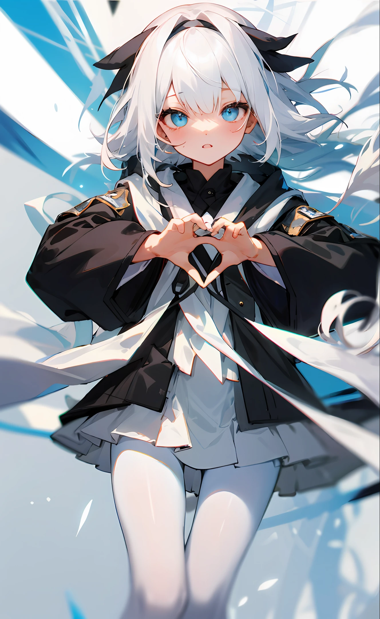 Two-dimensional JK white pantyhose white hair with loving eyes cute