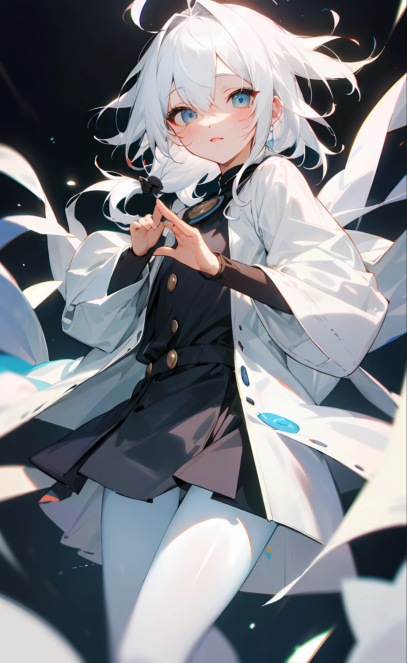 Two-dimensional JK white pantyhose white hair with loving eyes cute