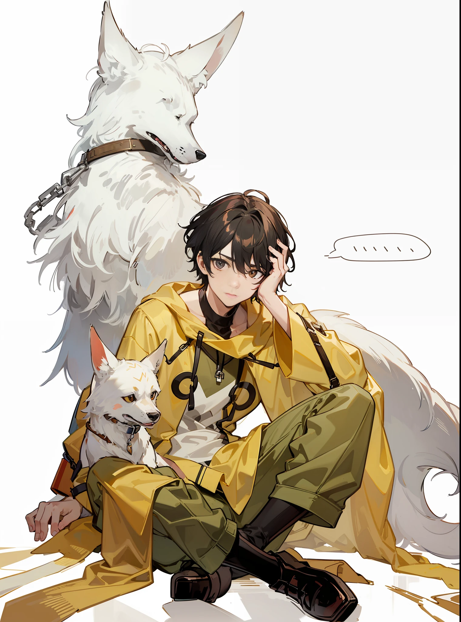 A boy and(an Quority)coyote