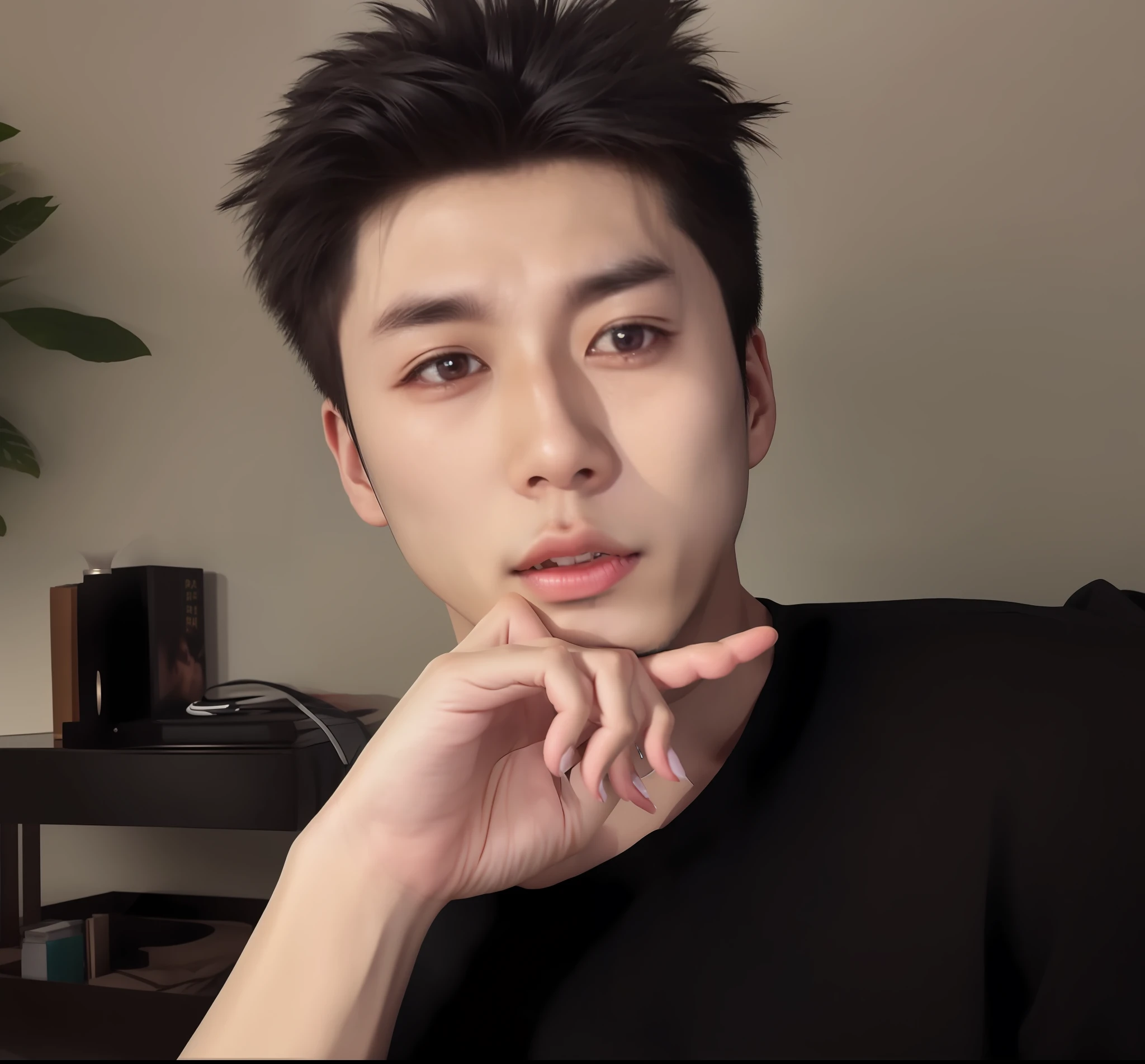 arafed man with a black shirt and a black shirt, Cai Xukun, headshot profile picture, Kim Tae-joon, hyung tae, hong june hyung, heise jinyao, wan adorable korean face, steve zheng, South Korean male, xision wu, yanjun cheng, xqc, ryan jia, dent wu, reuben wu