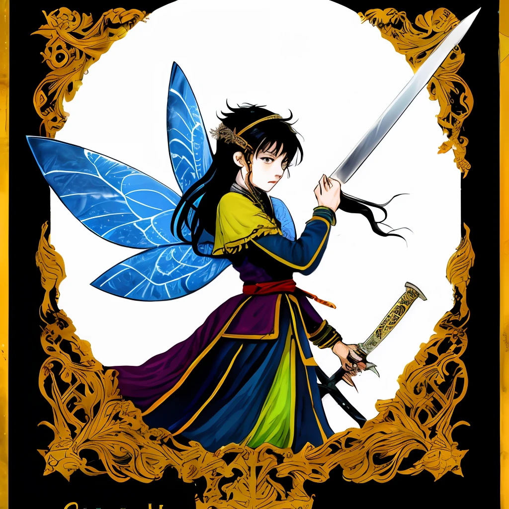 Sword Fairy,ancient wind,male people,long whitr hair,Draw the knife and chop,eye closeds,