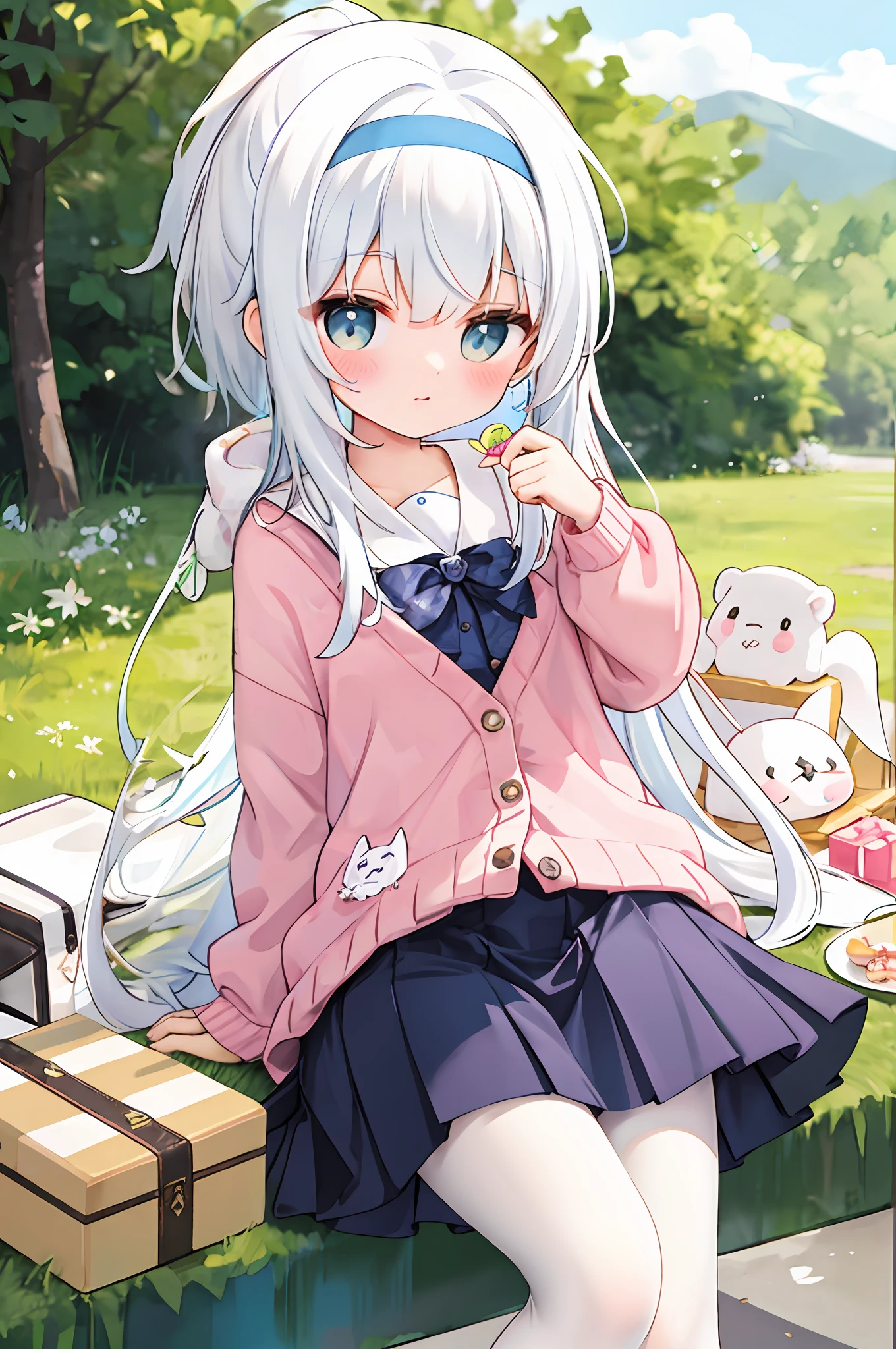 with short white hair
