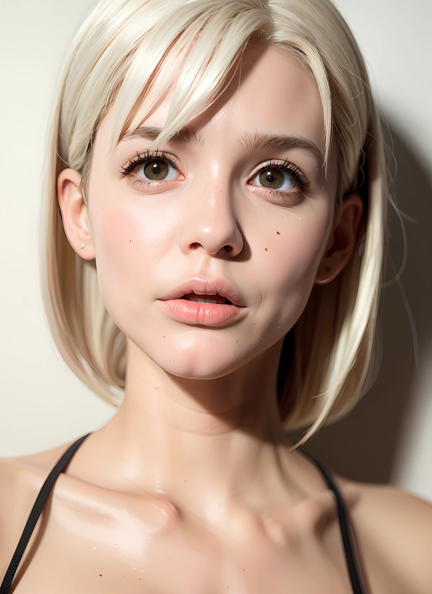 White hair female white skin golden pupils extreme