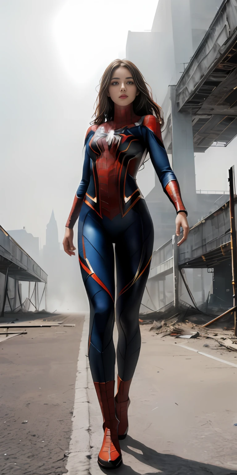 (1girl:1.3), solo, (((extremely detailed face))),(((extremely detailed eyes and face))),beautiful detailed eyes,body-parts__, official art, unified 8k wallpaper, super detailed, beautiful and aesthetic, beautiful, masterpiece, best quality, raw, masterpiece, super fine photo, best quality, super high resolution, photorealistic realism, sunlight, full body portrait, amazing beauty,, dynamic pose, delicate face, vibrant eyes, (from the front), she is wearing a Spider-man suit, red and black color scheme, spider, very detailed abandoned warehouse background, Detailed face, detailed complex busy background, messy, gorgeous, milky white, highly detailed skin, realistic skin details, visible pores, sharp focus, volumetric fog, 8k uhd, DSLR, high quality, film grain, fair skin, photo realism, lomography, huge metropolis in future dystopia, seen from below, translucent