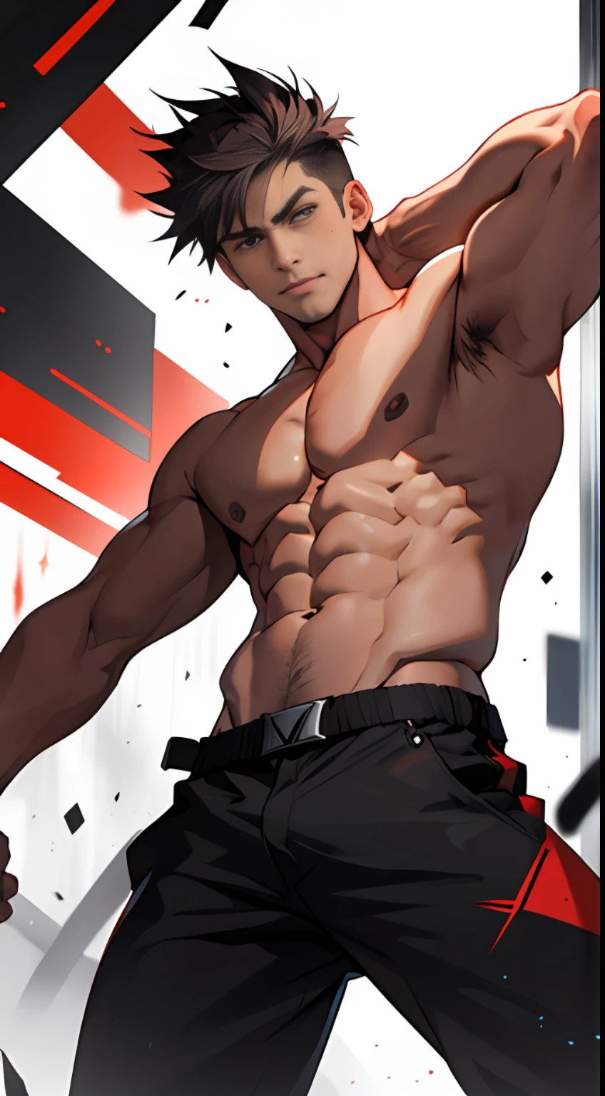 abstract backgrounds,1boy,Bare topless,lewd poses,dynamite,nakeness