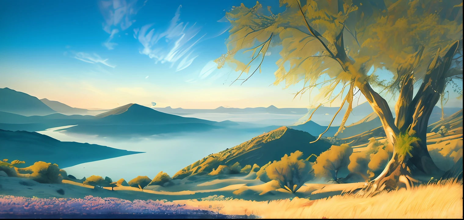 Sunset hazy nature No characters gradient clouds blue