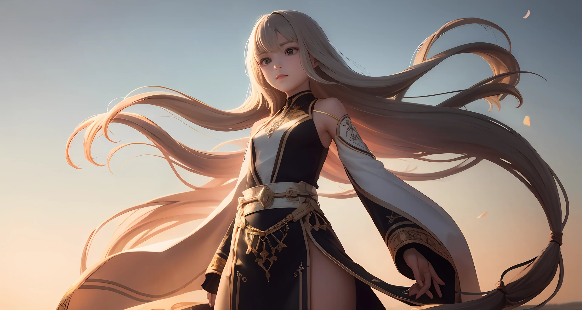ancient wind,long whitr hair