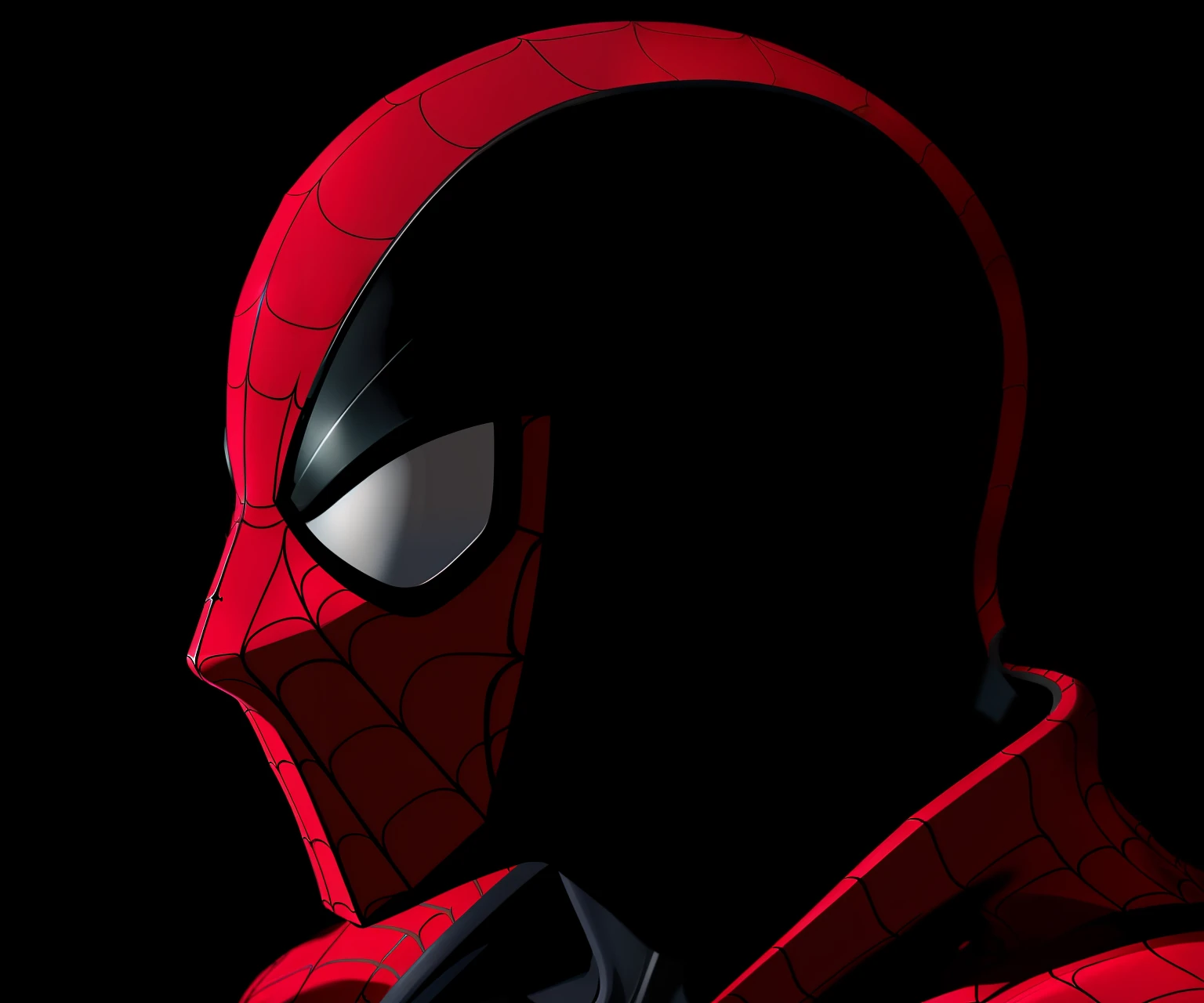 Spidey,Red is the base color,Black accents,There is futuristic armor,male people,With a face shield