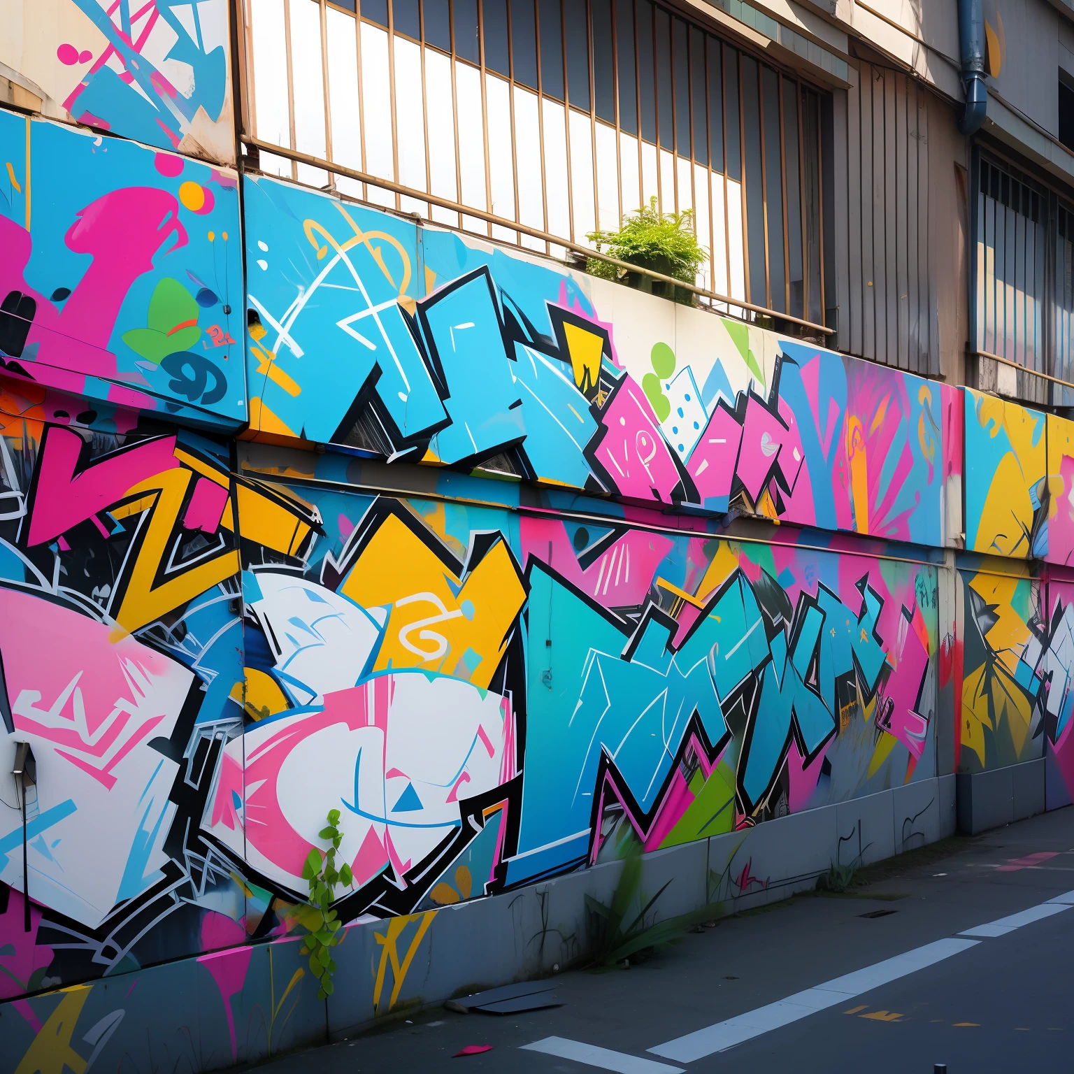 Graffiti on buildings of Nanning landmarks, Colorful, Catstravaganza