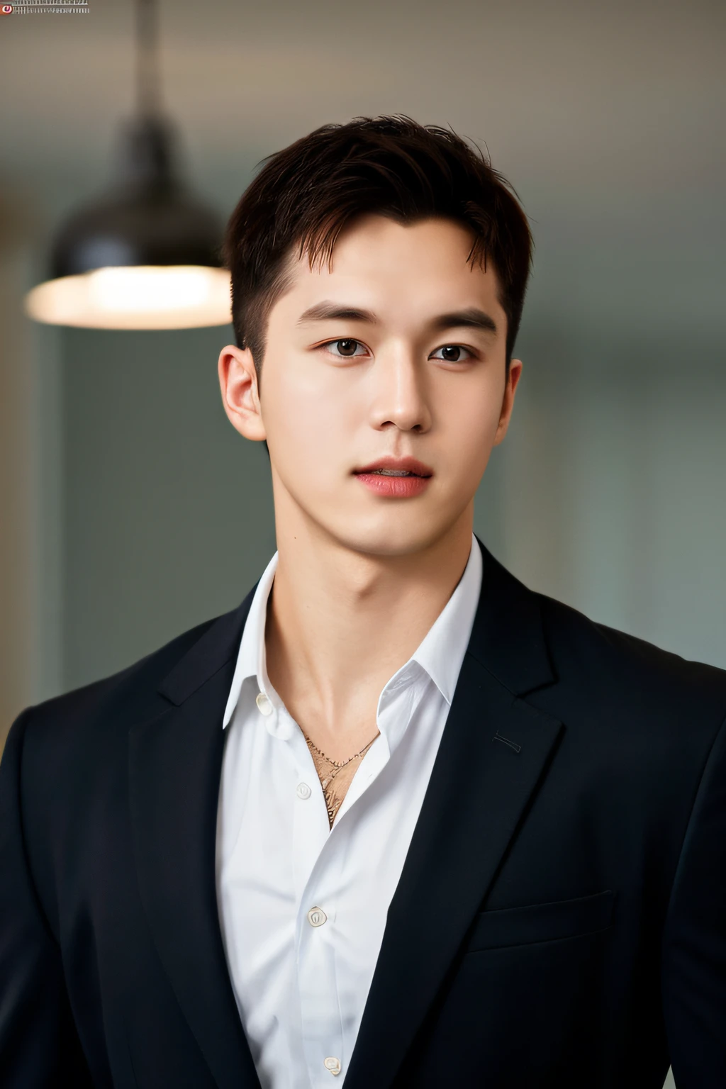 1man, a 25-year-old muscular man, wears a black suit, bodice, soft lighting, masterpiece, best quality, 8k ultra high definition, DSLR camera, film grain, Midjourney and greg rutkowski's Fujifilm XT3 realistic drawing art