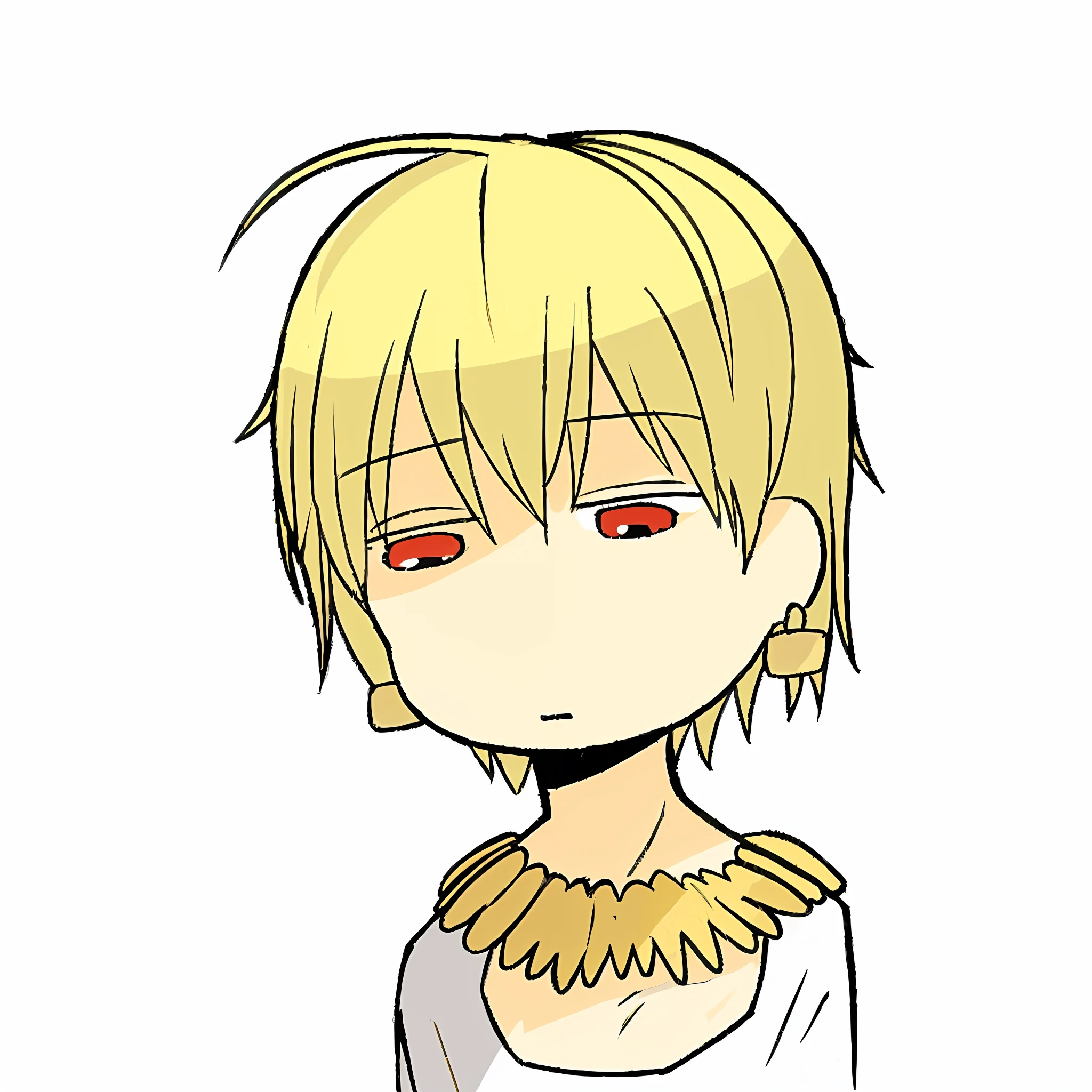 Anime girl with blonde hair and red eyes, blonde boy with yellow eyes, gilgamesh, okita sougo, Loli, Sanji, as an anime character, in an anime style, neferpitou, avatar with a blond hair, okita sougo, anime figure, blond boy, rei hiroe, genos, anime style character