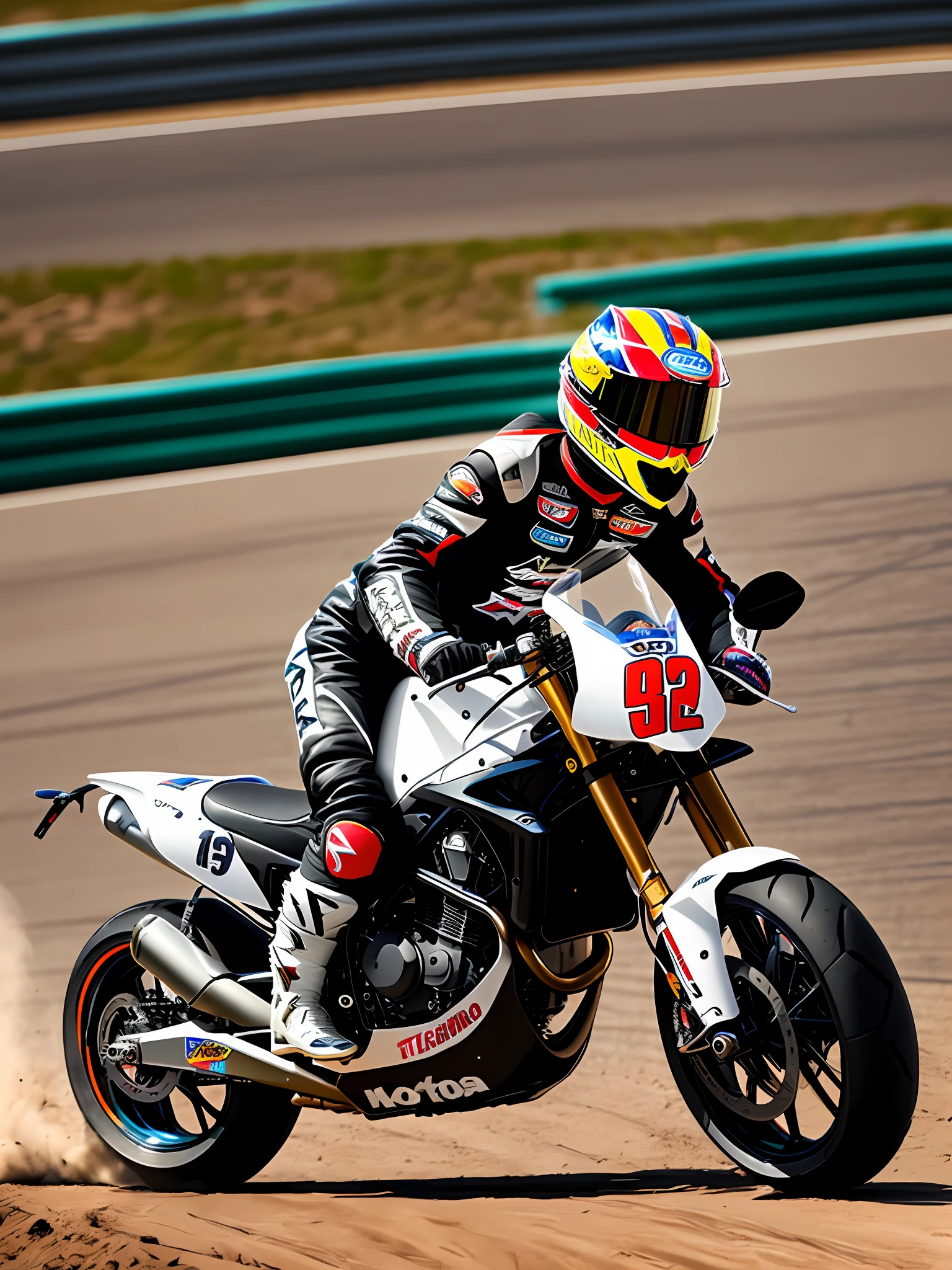 Moto racing，The lights are very detailed，The engine section is very large，Red-green body
