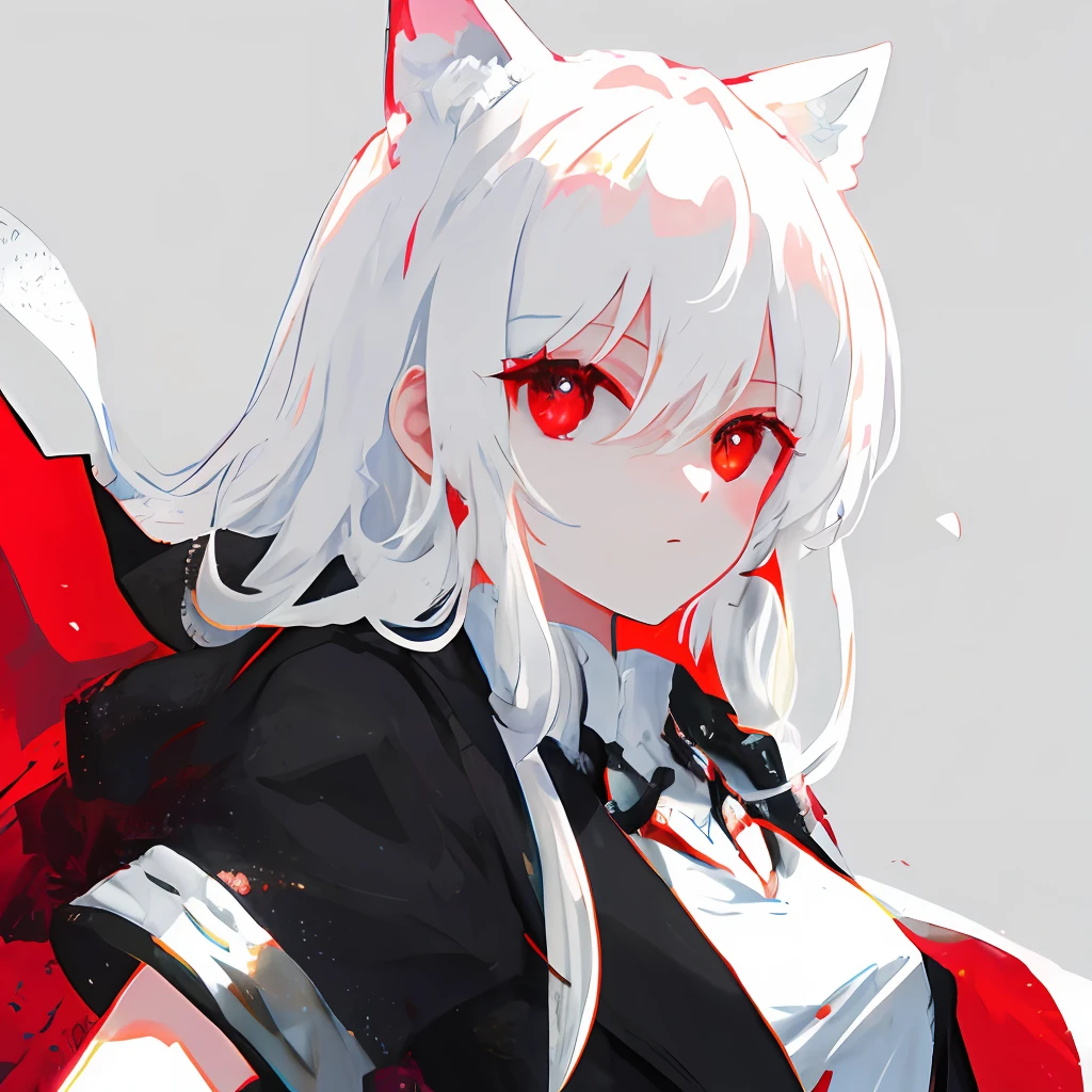 White hair, red eyes, beautiful girl