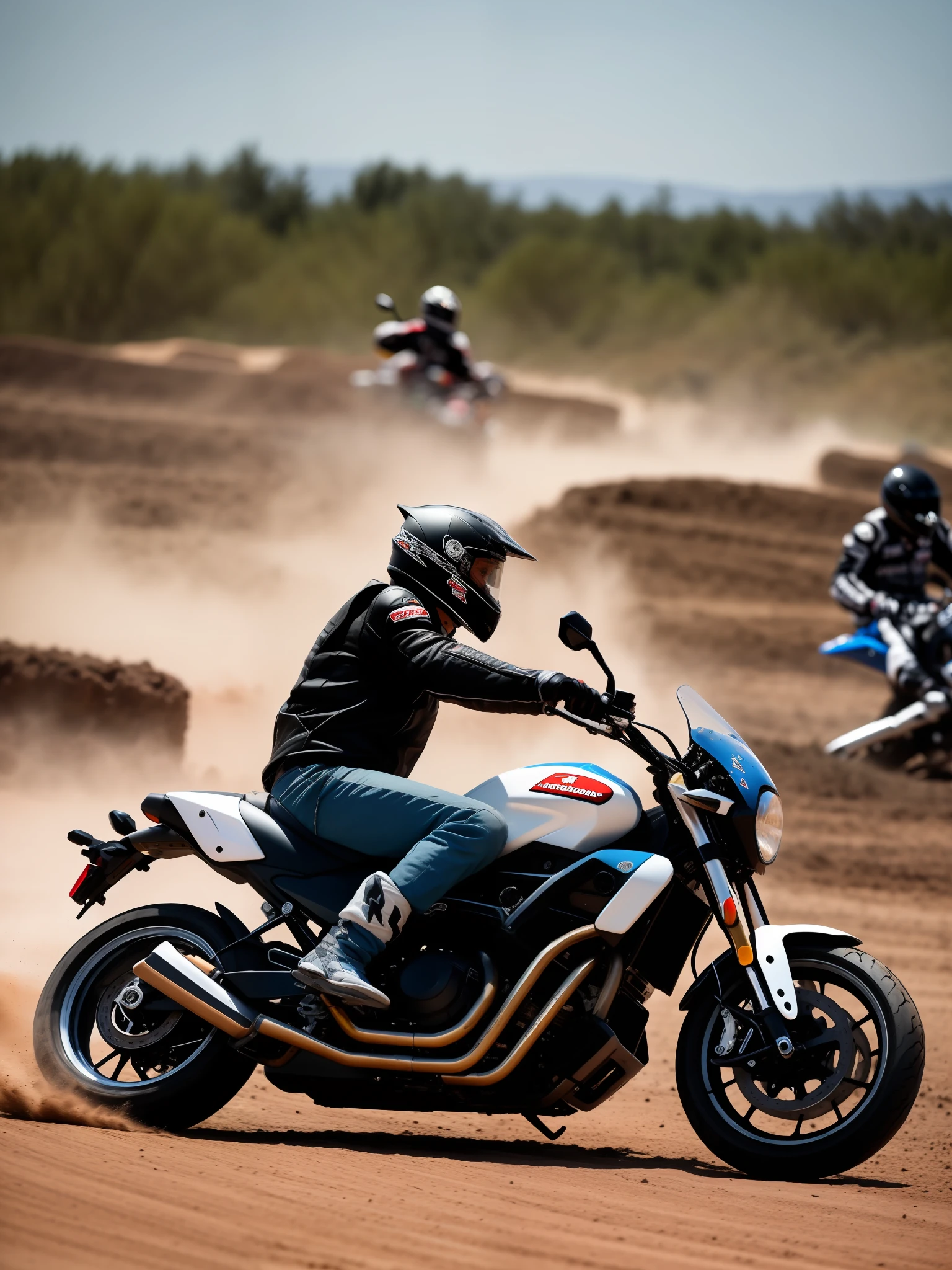 Alafard motorcyclists ride motorcycles on a track with dusty tires, motorsports photography, wheelie, akira motorcycle, shot on nikon z9, action sports photography, taken with sony alpha 9, taken with a Sony A7R camera, motor sport photography, panning shot, portrait of jerma985, Inspired by Cam Sykes