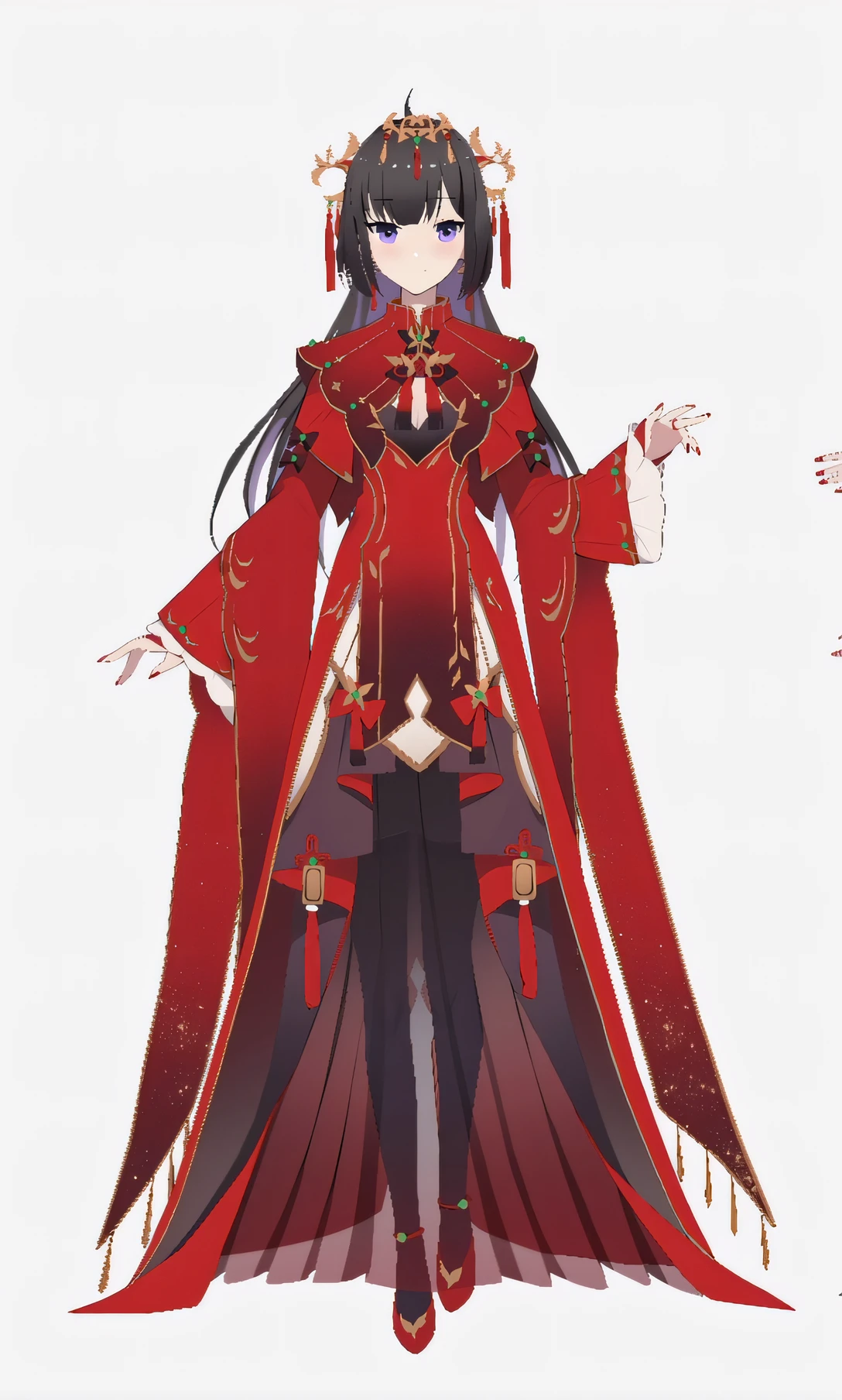Close-up of a man in a red dress and a red cape, full-body xianxia, Onmyoji detailed art, Ayaka Genshin impact, Keqing from Genshin Impact, zhongli from genshin impact, 《azur lane》role, onmyoji, astral witch clothes, Genshin impact's character, anime style like fate/stay night