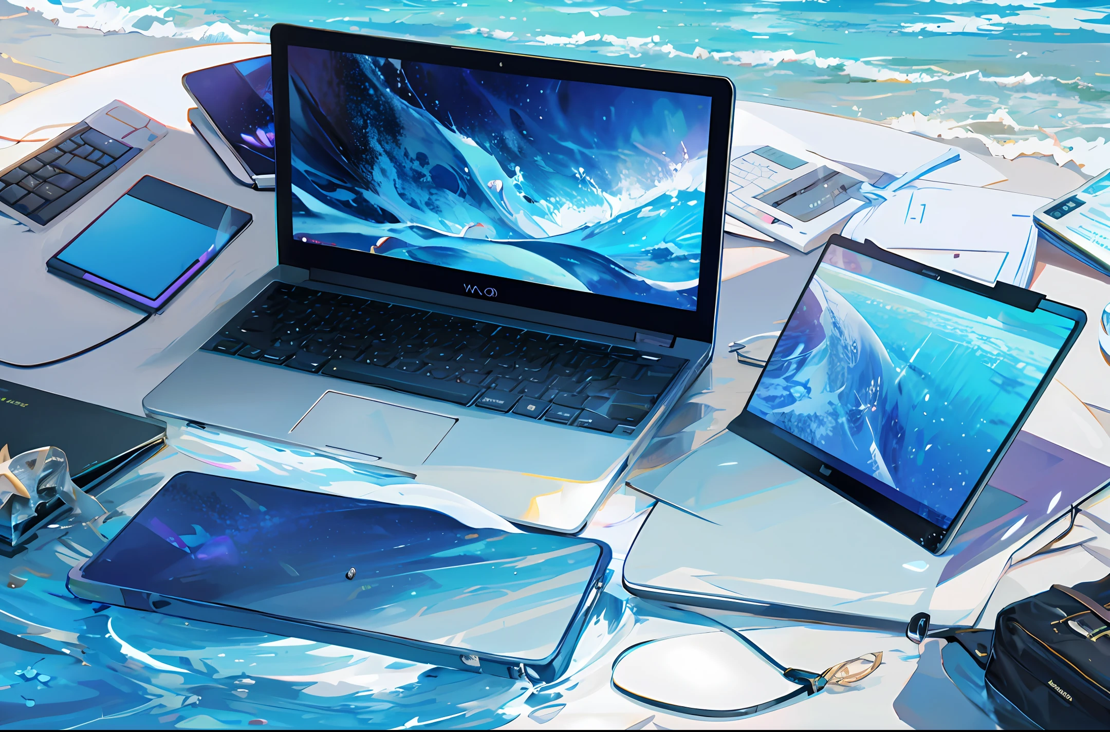 laptop,thin and light,under the water