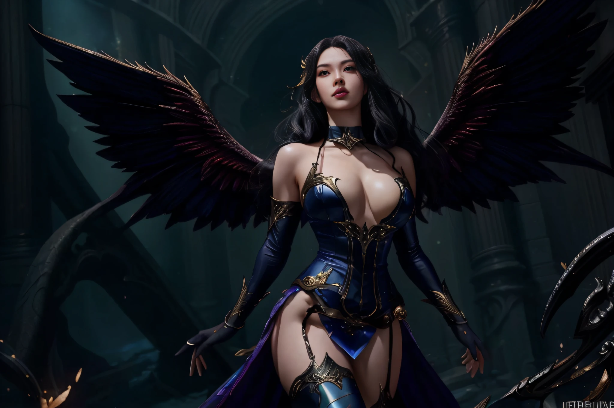 a close up of a woman in a blue dress with a sword, extremely detailed artgerm, irelia, ig model | artgerm, ! dream artgerm, ahri, style artgerm, inspired by Lan Ying, artgerm detailed, artgerm style, artgerm lau, seraphine ahri kda