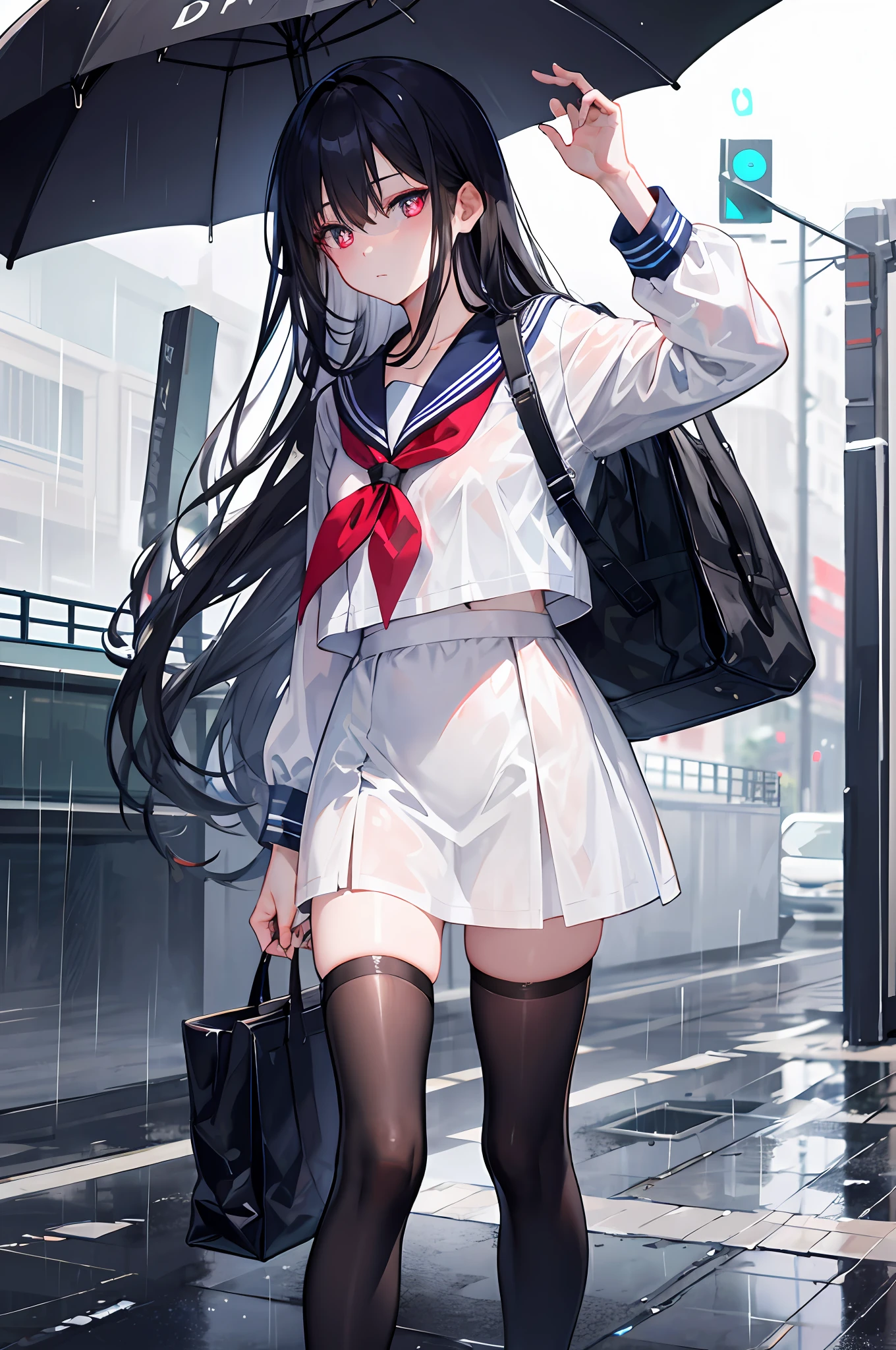 Anime girl in a short skirt and a white shirt holding an umbrella ...