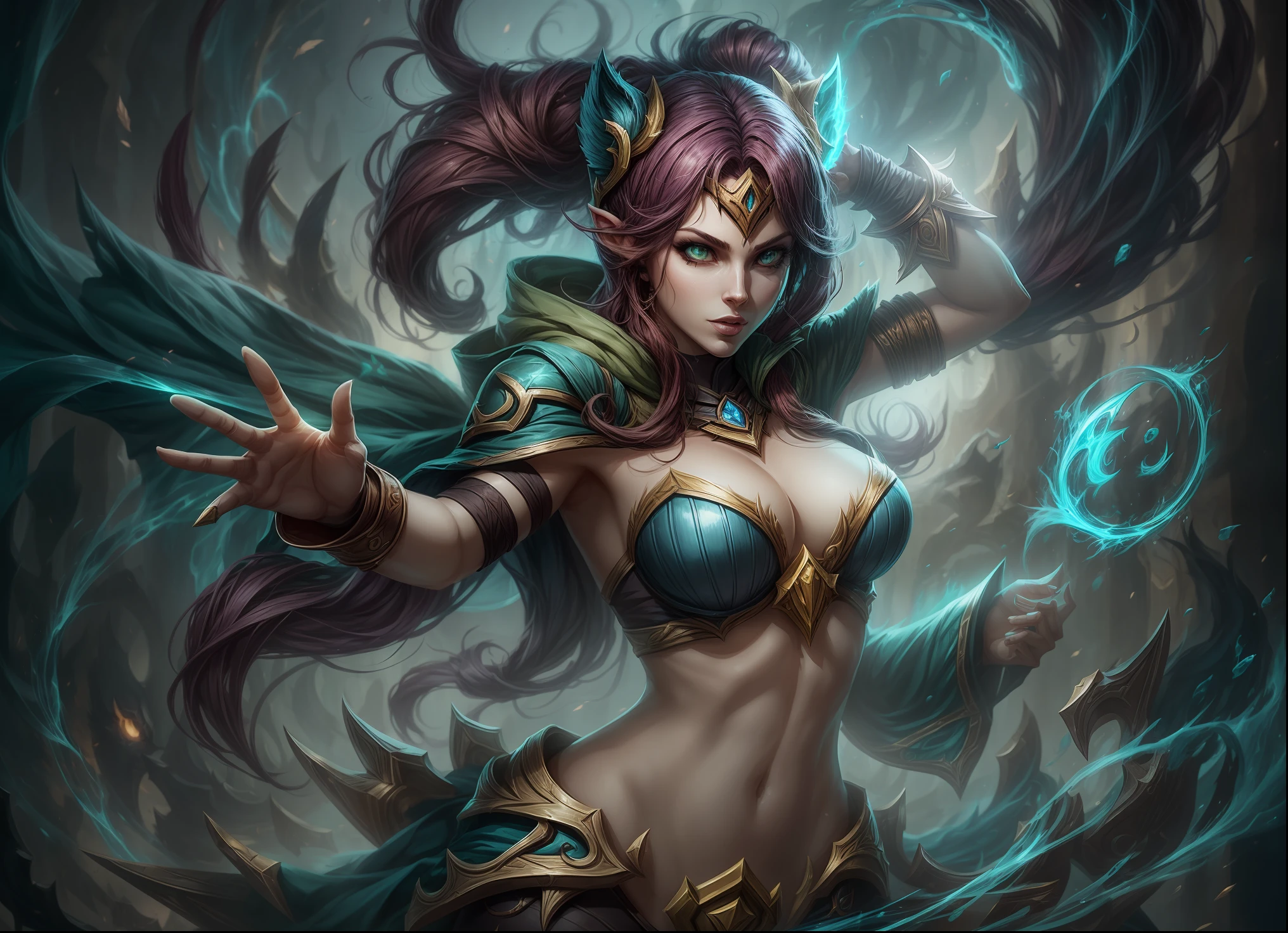 Morgana, LoL,league of legends, Iso, GAb, HD, v5. Correntes , pose dinâmica, CGI.