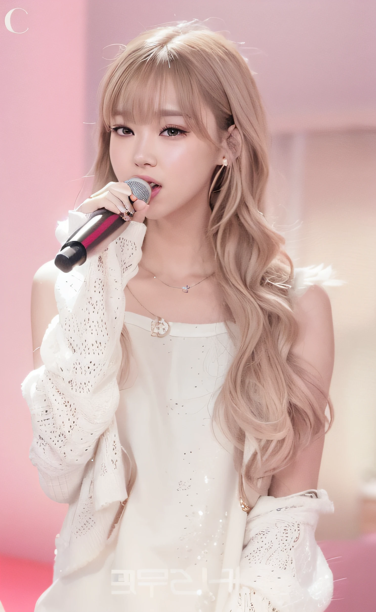 long whitr hair,Arakfi girl with microphone in hand, lalisa manobal, lalisa manoban of blackpink, jia, roseanne park of blackpink, ulzzangs, sun yunjoo, portrait of jossi of blackpink, shaxi, jossi of blackpink, Cai Xukun, Long white hair and bangs, Guviz, Kim Do-young