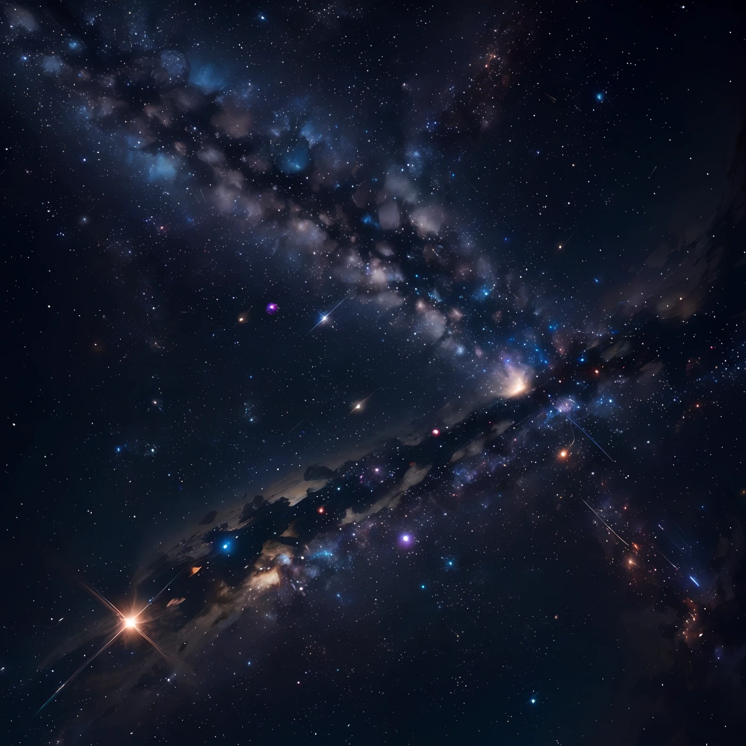 Starry Sky Space Station Meteor Earth