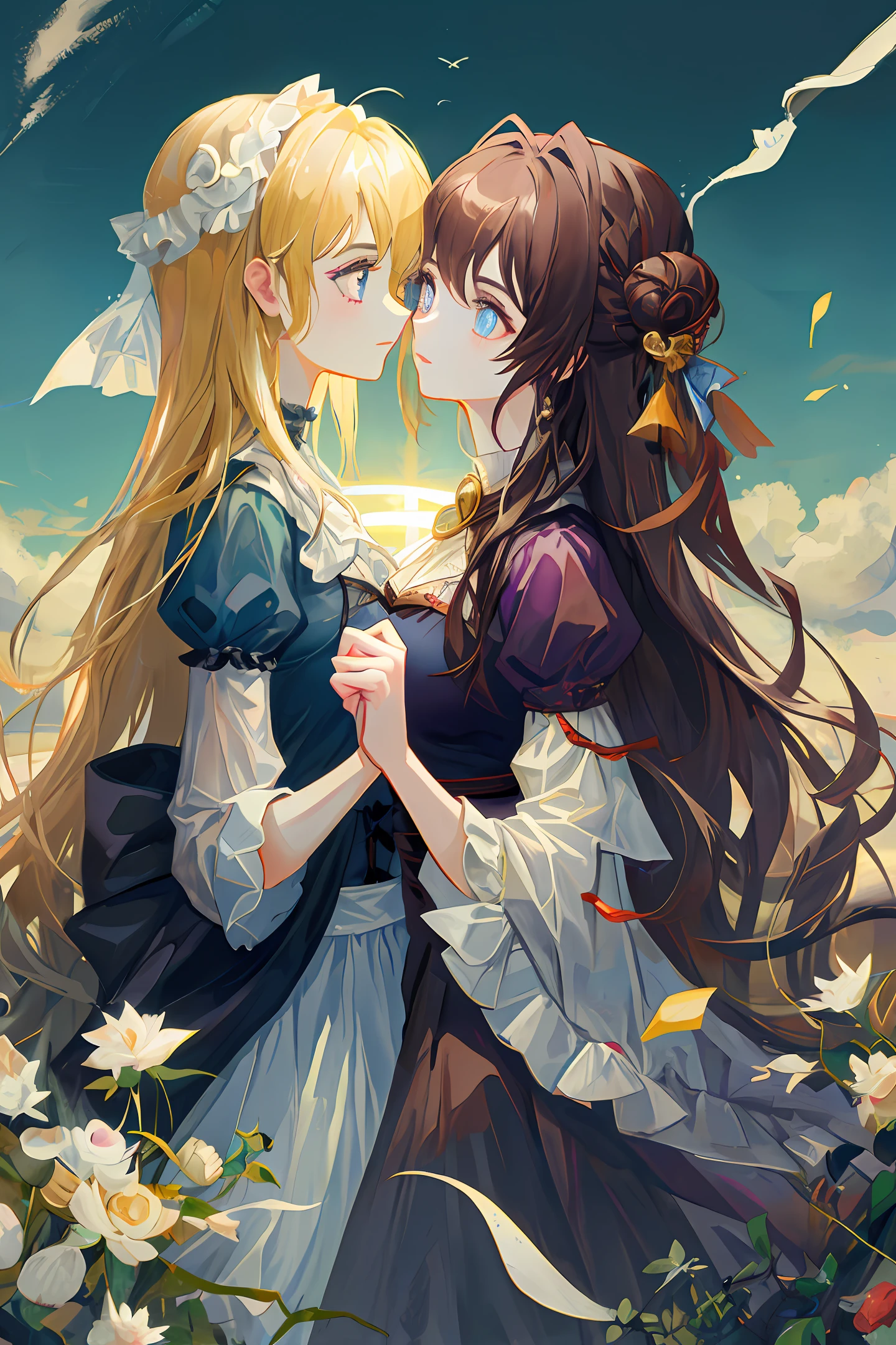 Two beautiful girls kissing