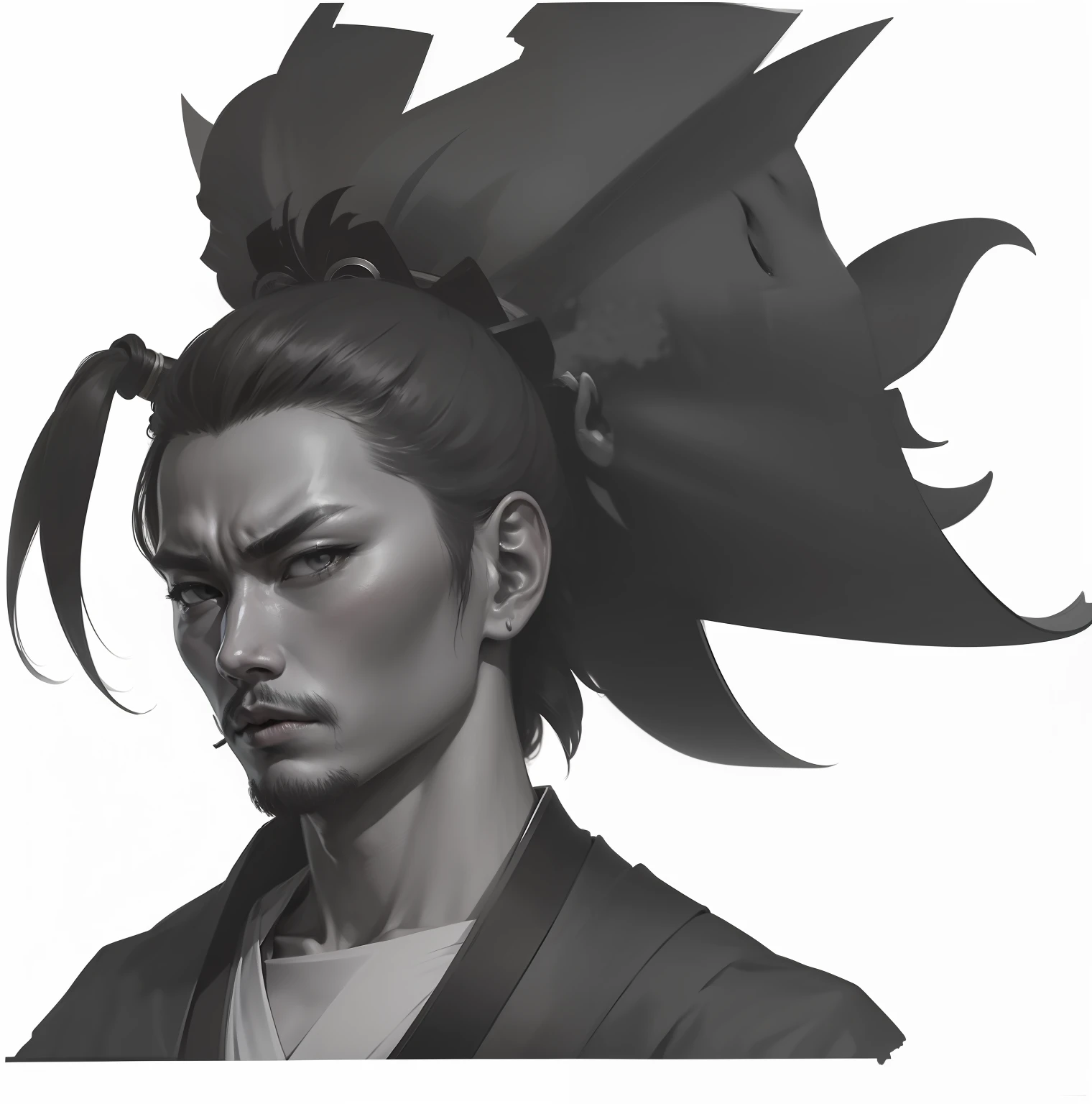 samurais,Sharp eyes,black andwhite,head portrait,tmasterpiece --auto