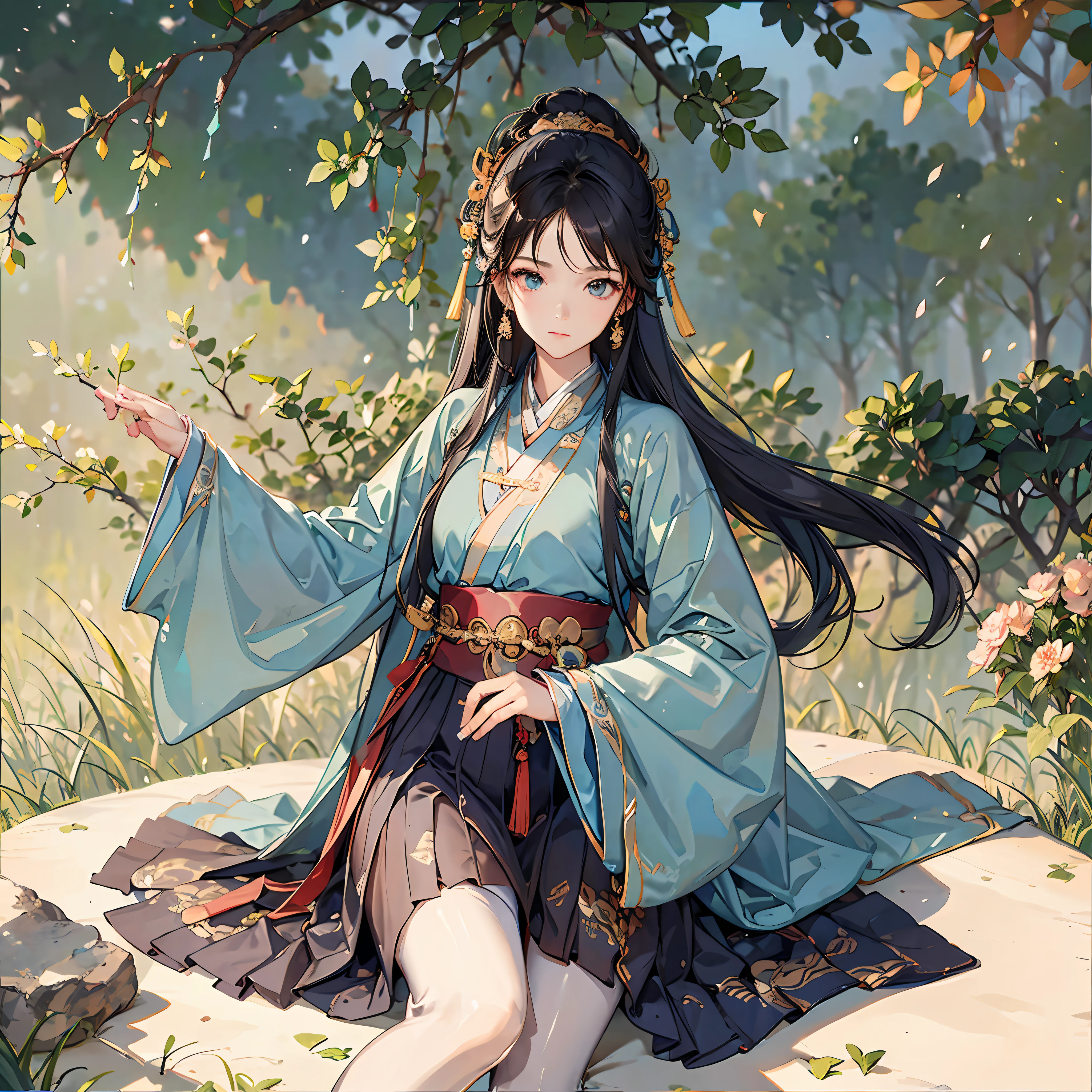 (Realistis)(The best quality) A girl in Hanfu, she is holding a katana sword, Inspired by Li Tang, Professional renovation,white stockings,inspired by Sim Sa-jeong,The face is delicate,body symmetrical,The expression is charming(((Modern streets)))(((The light is dim))) --auto