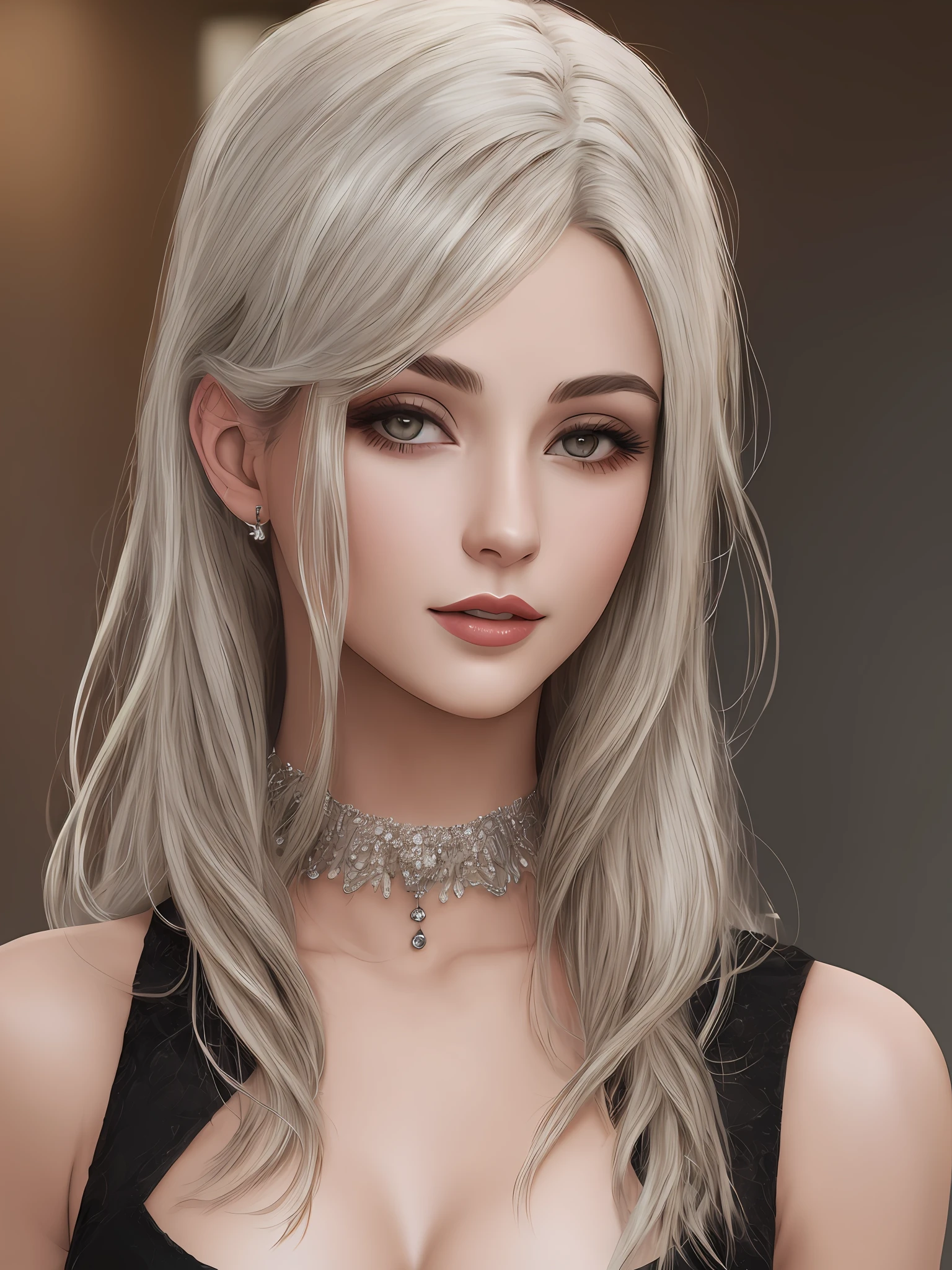 Imagen fotorrealista, calidad 4k, nitidez de alta gama, detalles precisos de una mujer hermosa de piel blanca albina
