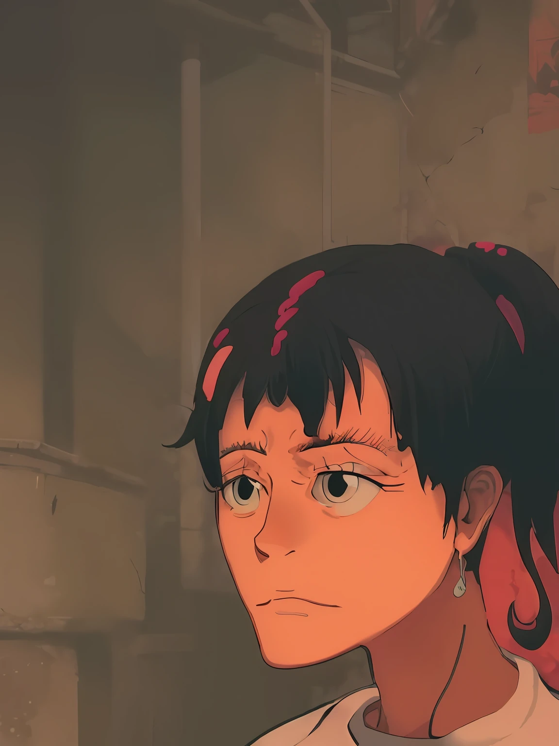 An anime of a woman with a ponytail and a white shirt, junji ito style, style of junji ito, subtle junji ito, art style of junji ito, screenshot from guro anime, style of satoshi kon, junji ito undertones, subtle anime style, in style of junji ito, baki style, satoshi kon artstyle
