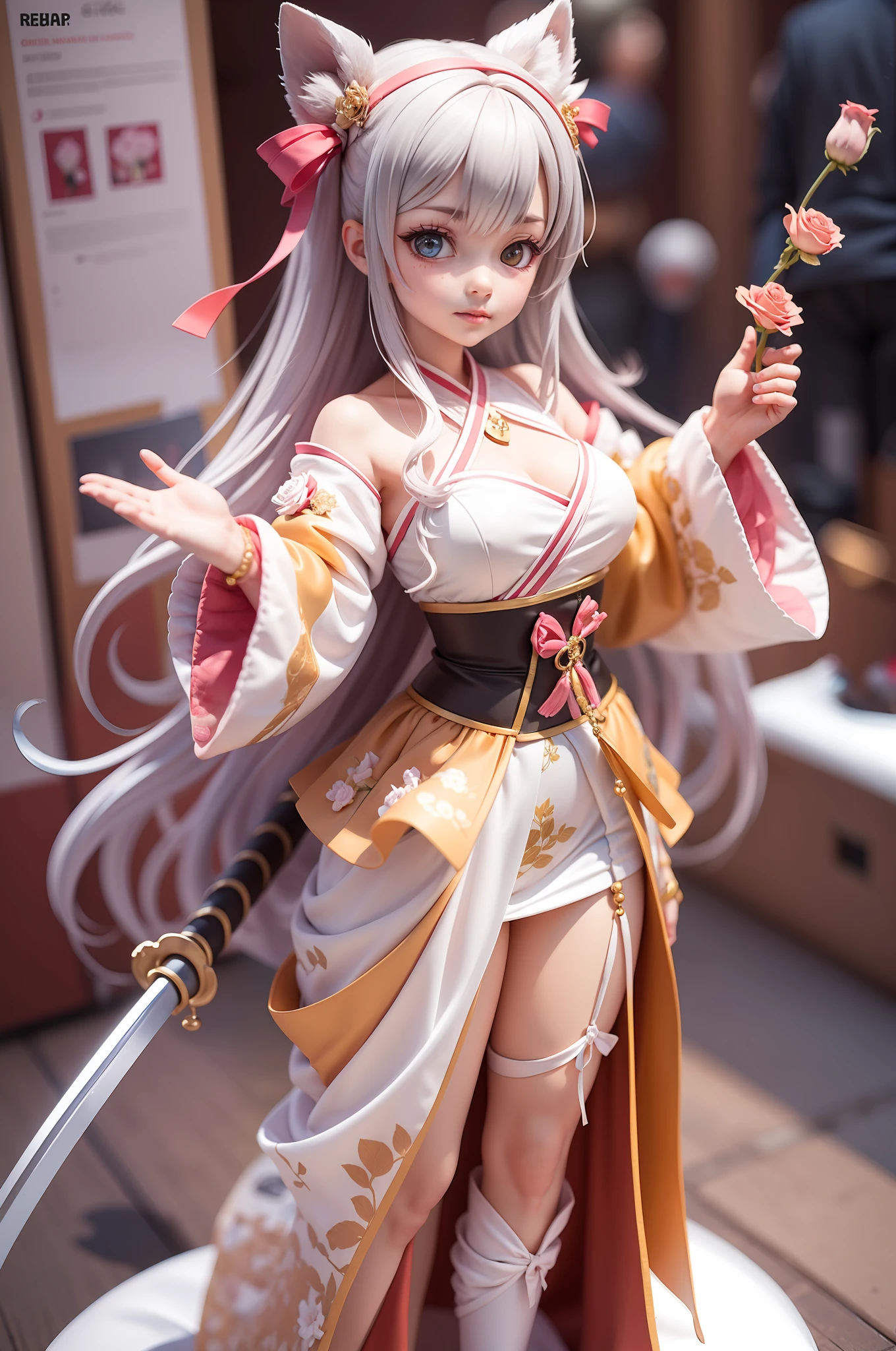 Holding roses