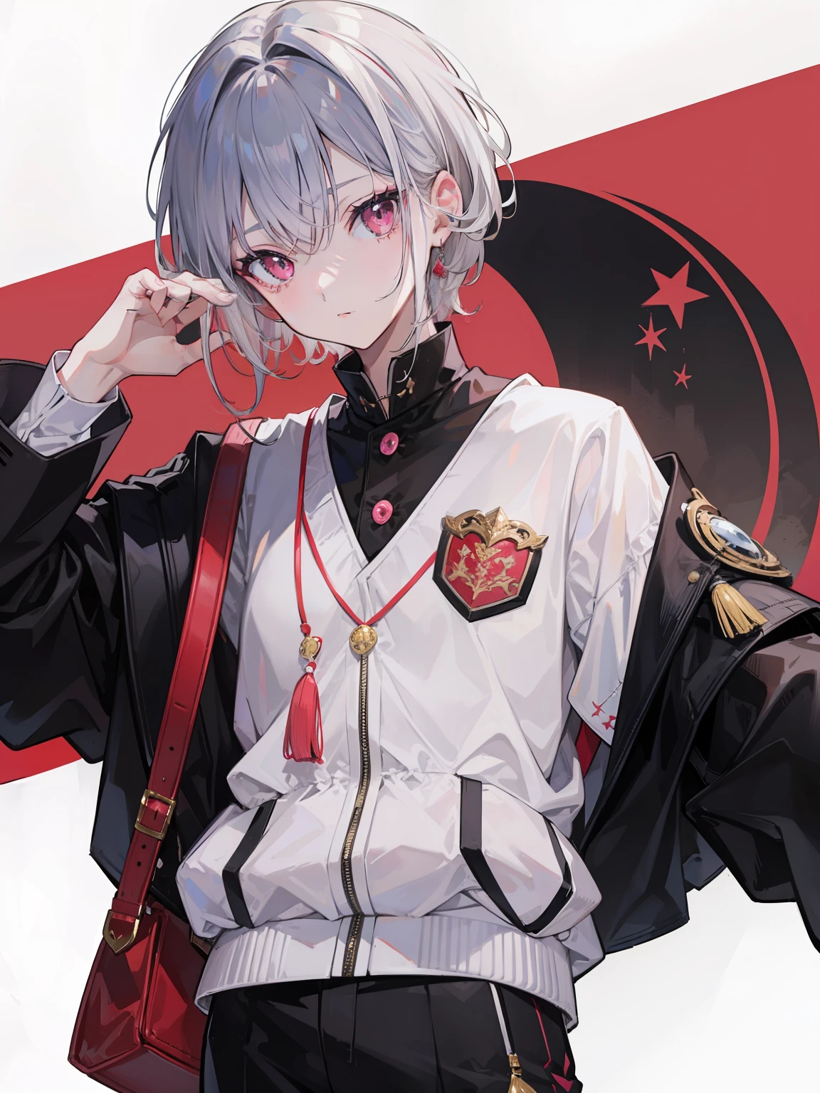((White hair))、Pink eyes、detailed and beautiful faces