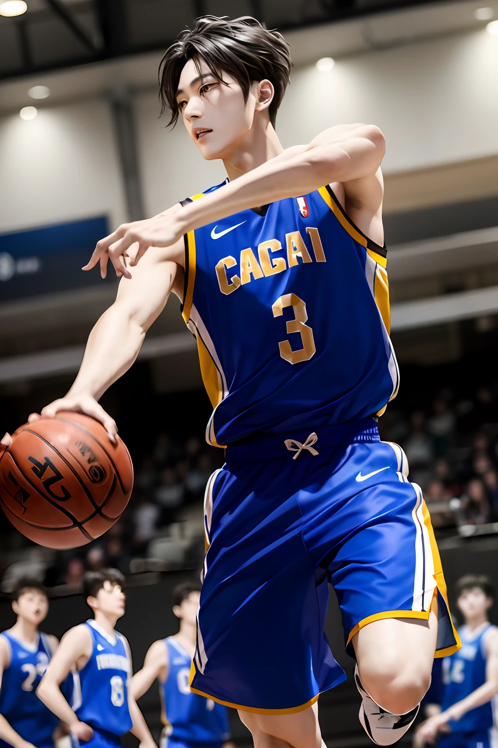 Cai Xukun is playing basketball