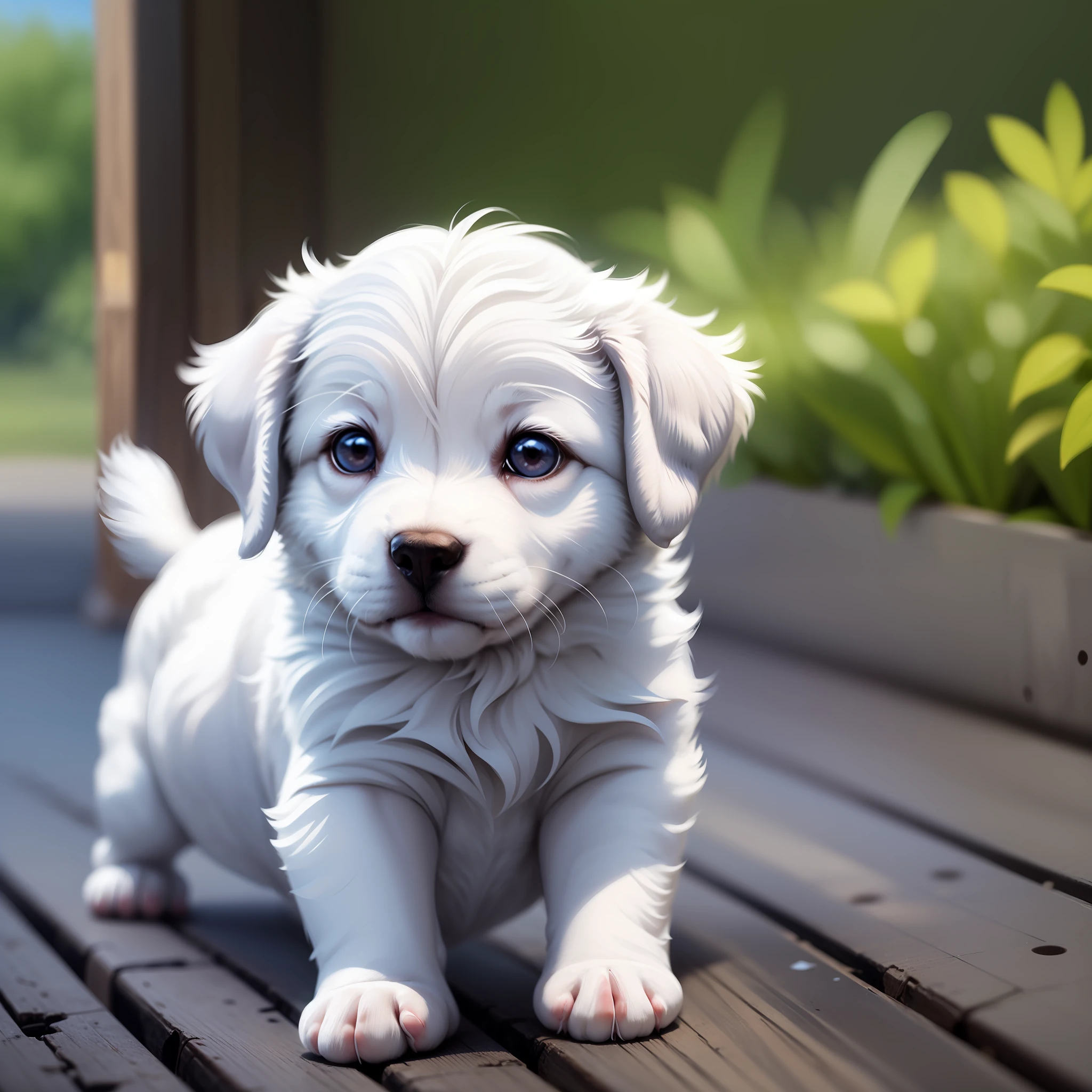 Cute white puppy